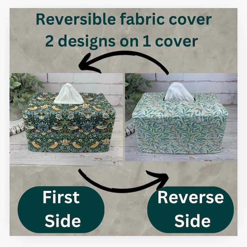 Birds in marine reversible rectangle tissue box cover