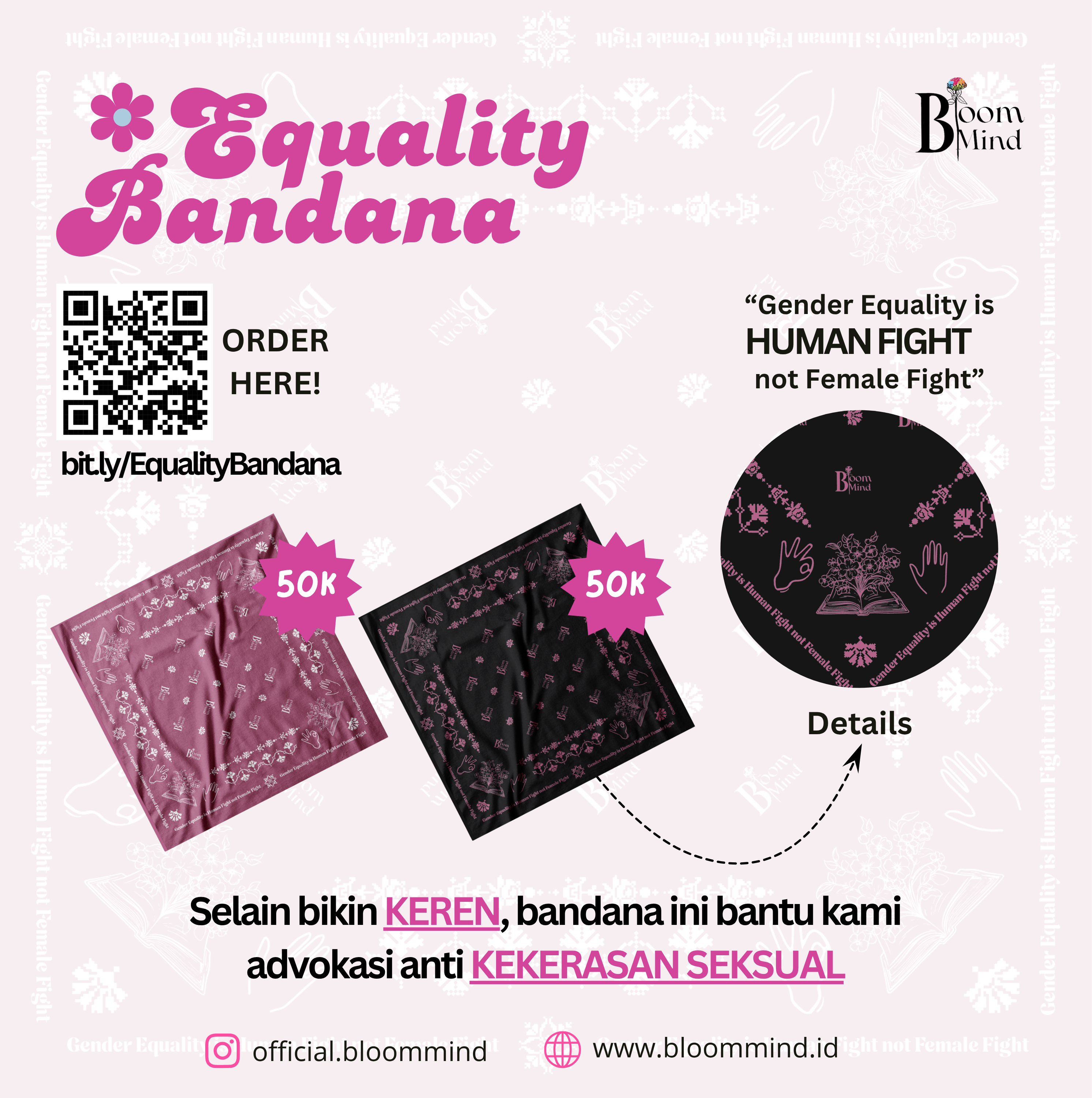 Equality Bandana scarf - Pink