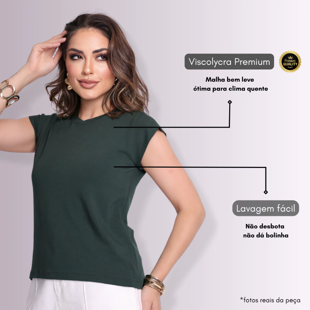 Blusa Camiseta Feminina Básica Muscle Tee Elegante Moda Veste 36 Ao 48