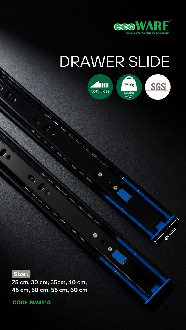 ECOWARE - REL DOUBLE TRACK SOFTCLOSE FULL EXT 45MM