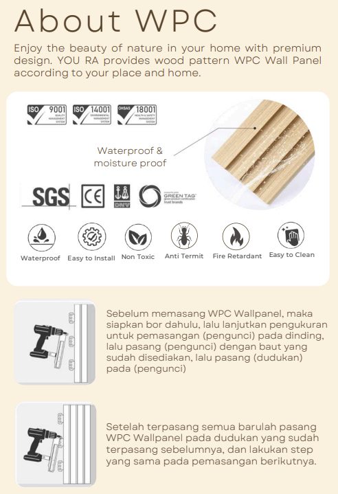 YOURA - WPC PANEL WA SERIES - LIGHT BROWN - 16,8 CM X 290 CM