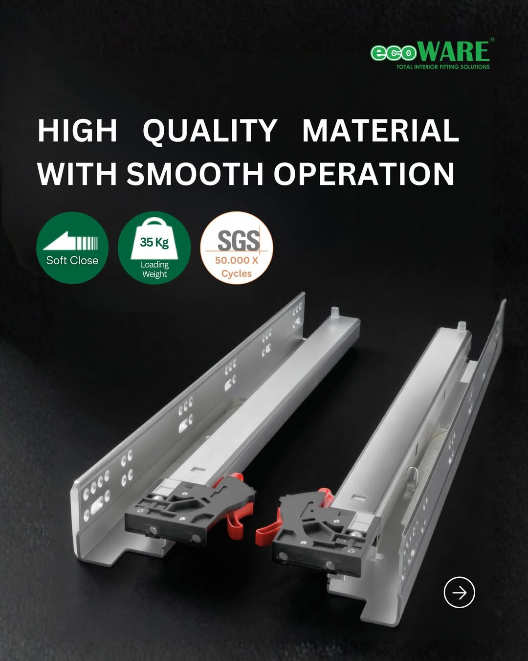 ECOWARE - REL TANDEM SOFTCLOSE FULL EXT WITH CLIP ON