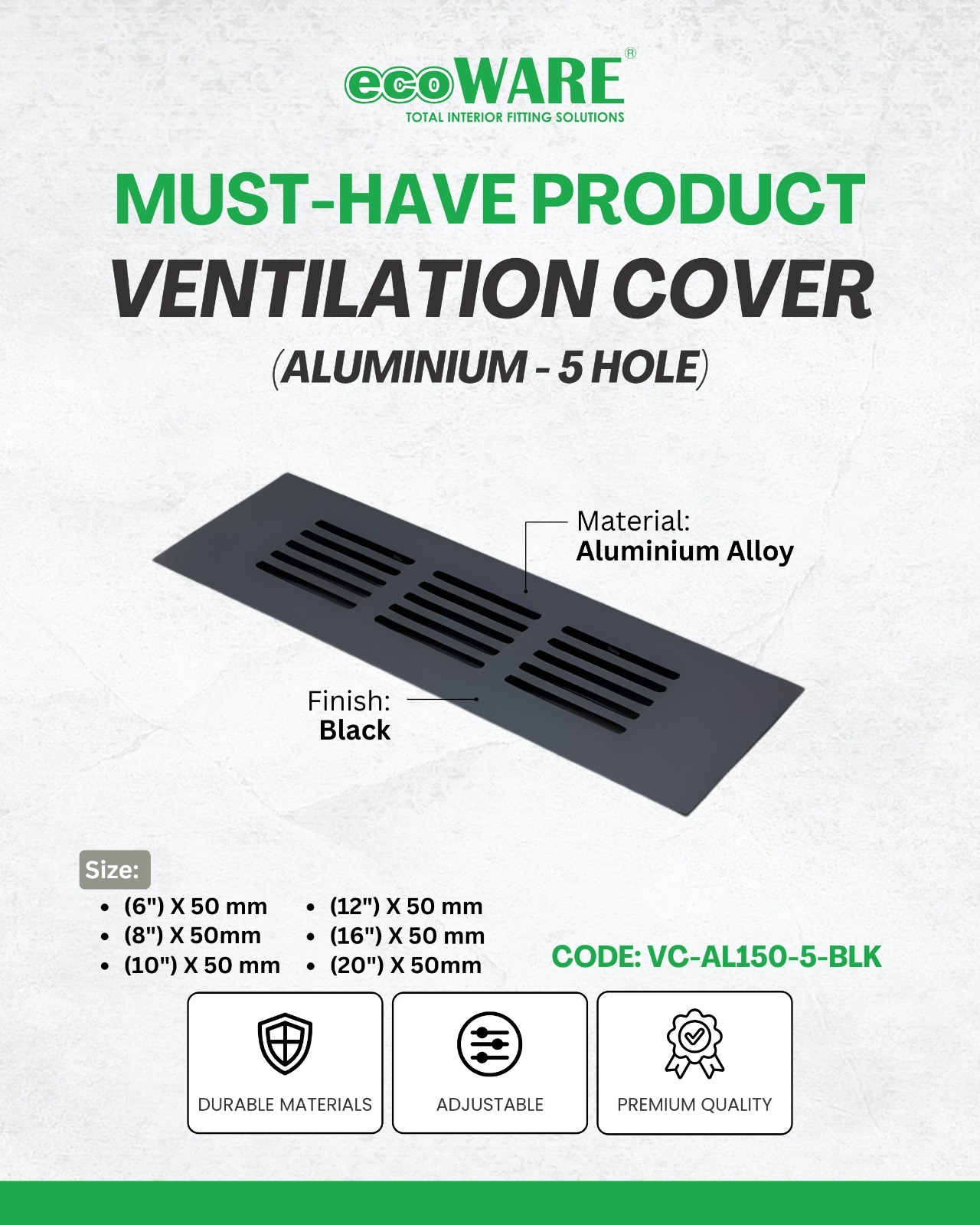 ECOWARE - LUBANG HAWA ALUM. - HITAM