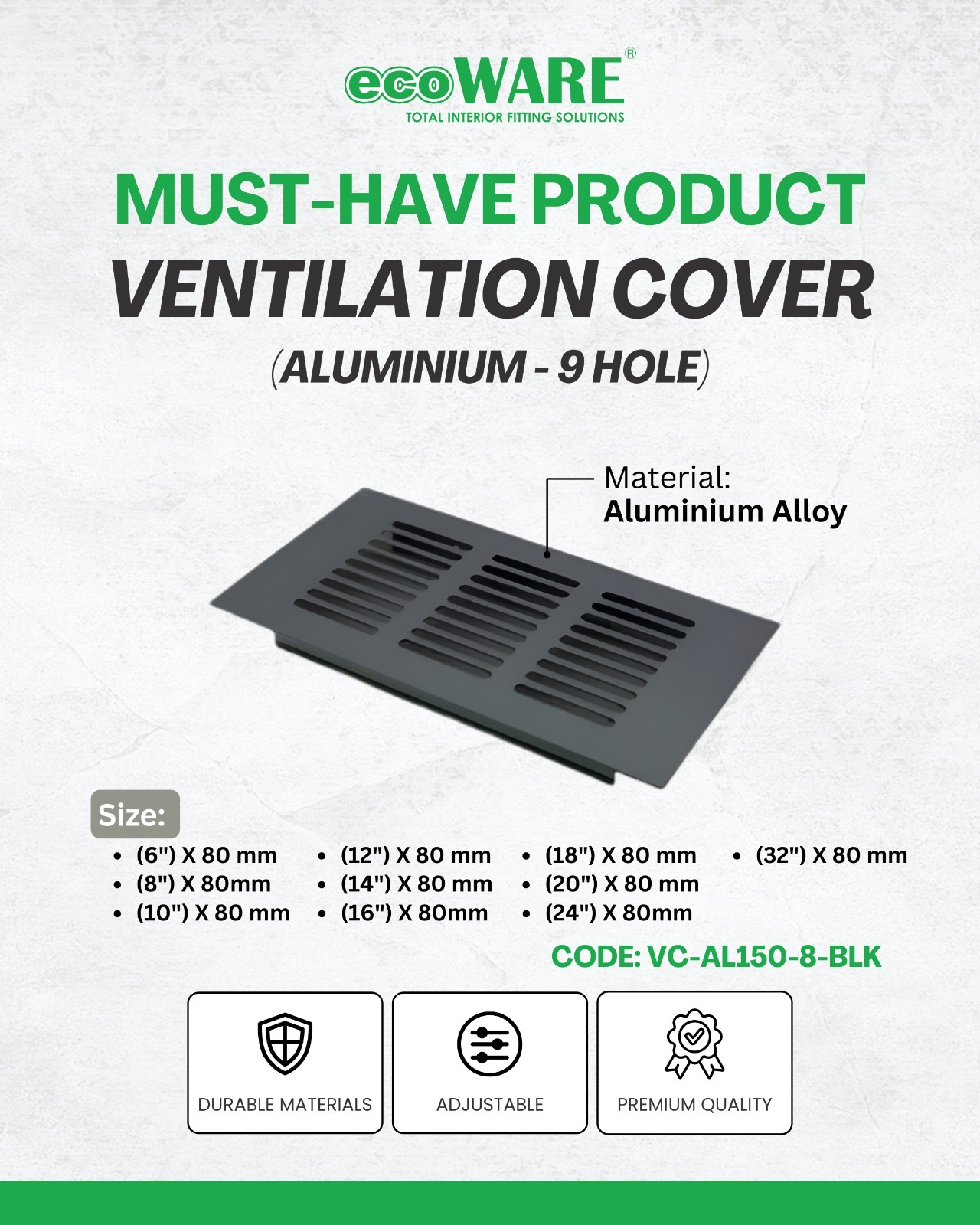 ECOWARE - LUBANG HAWA ALUM. - HITAM