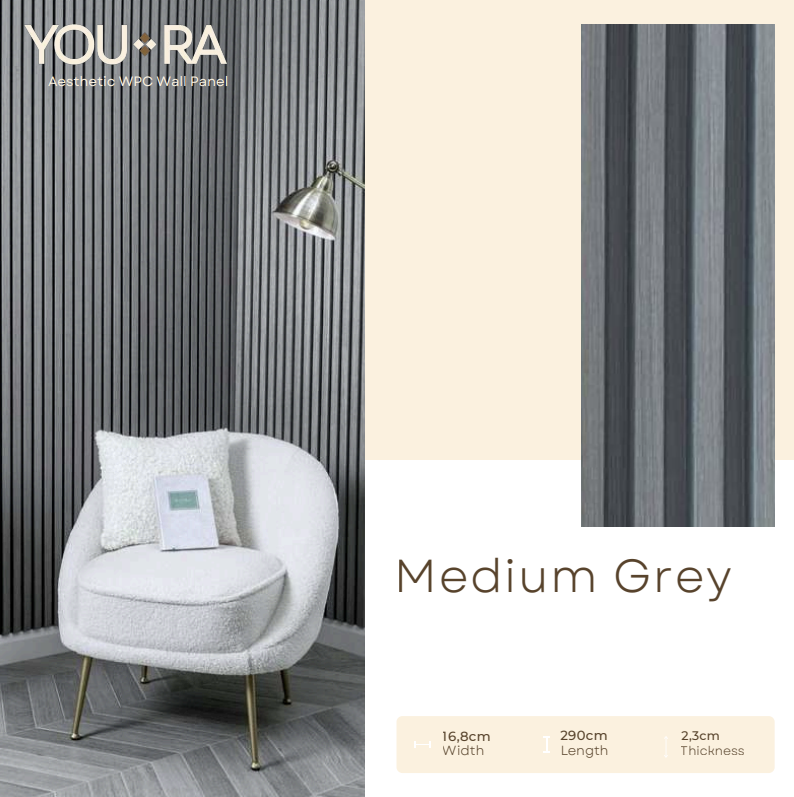 YOURA - WPC PANEL WA SERIES - MEDIUM GREY - 16,8 CM X 290 CM