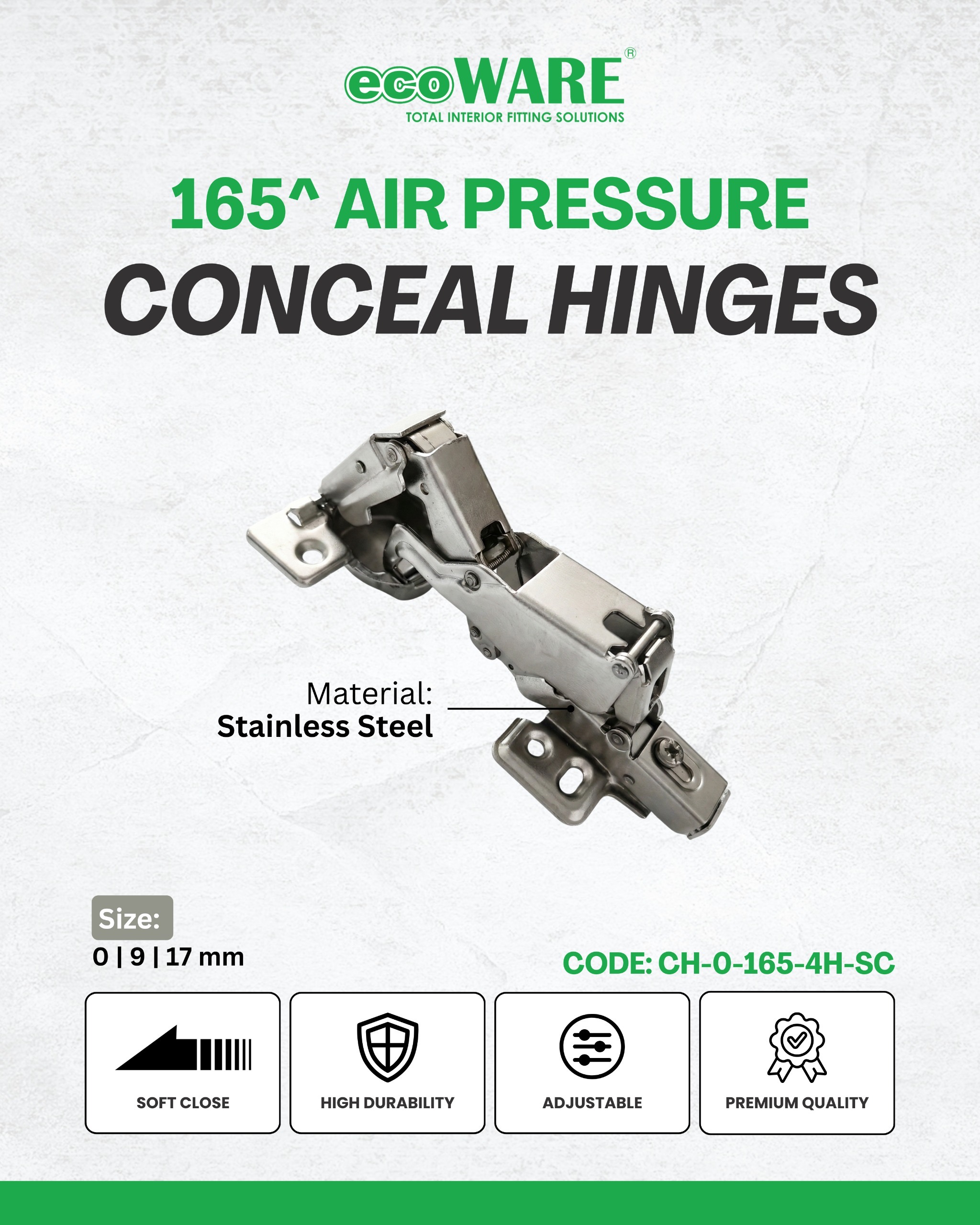 ECOWARE - ENGSEL SENDOK BUAYA 165° SOFTCLOSE