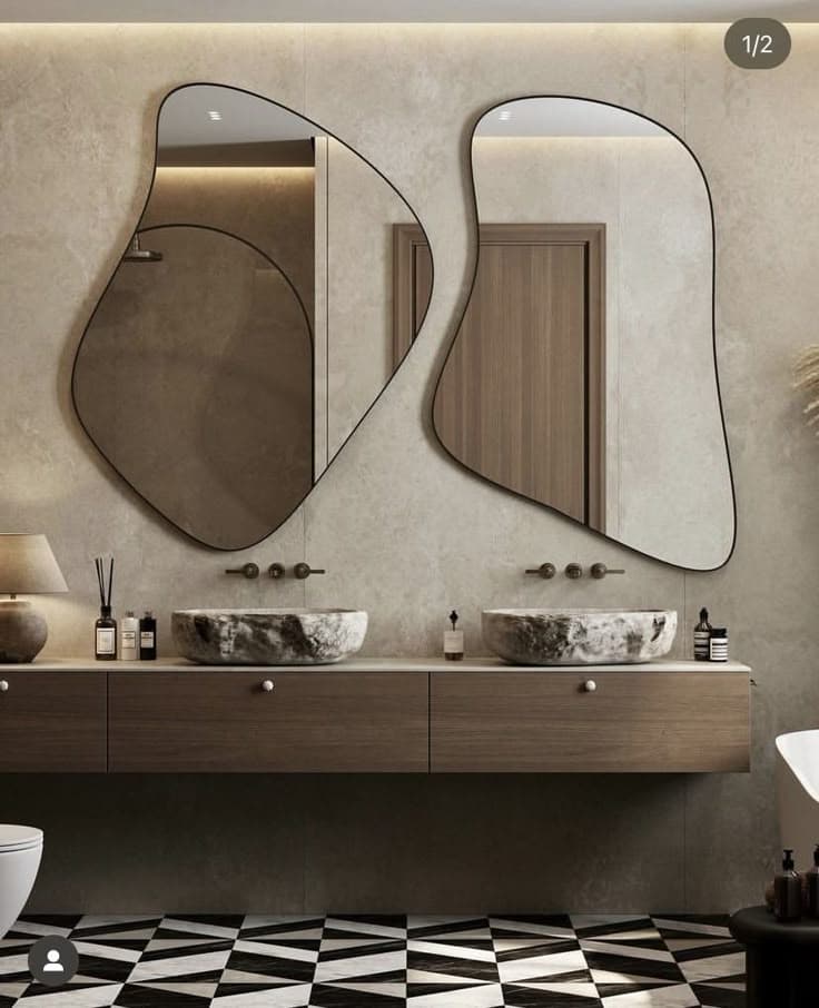 Modern Asymmetric Bathroom Mirrors