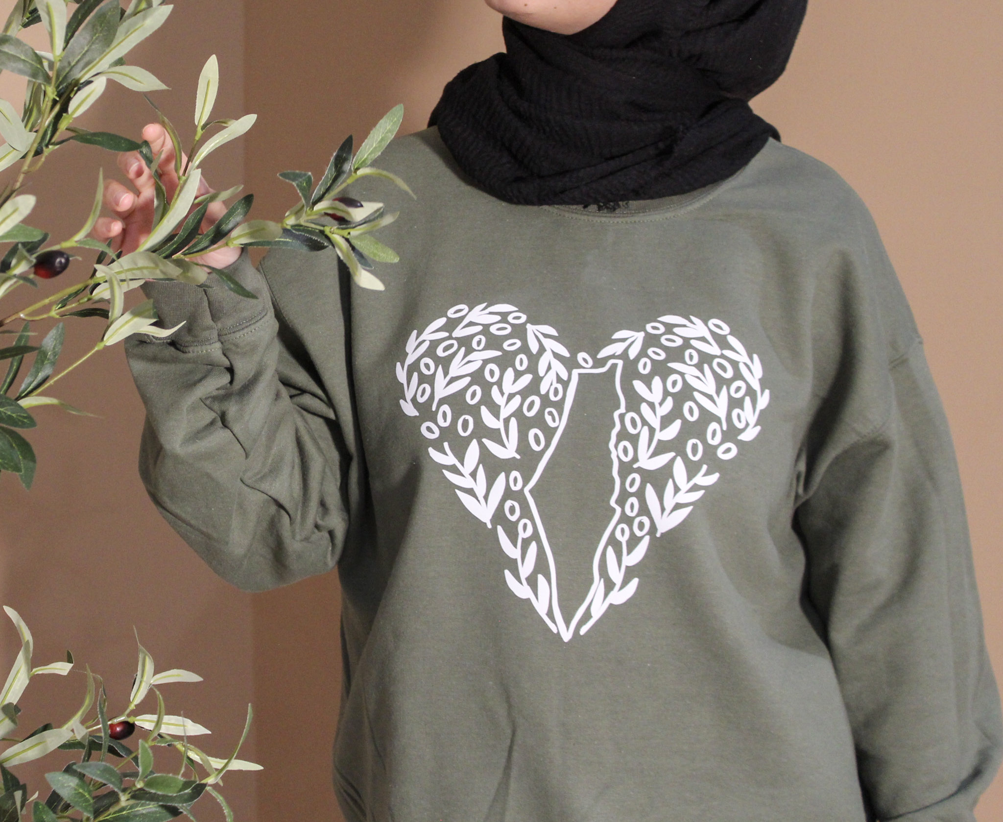 Olive Palestine Crewneck