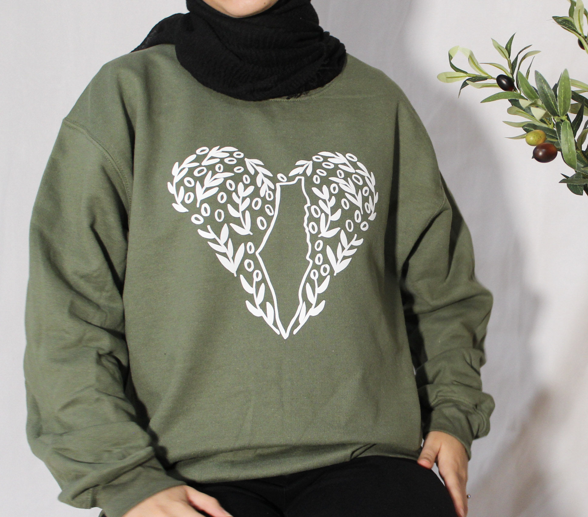 Olive Palestine Crewneck