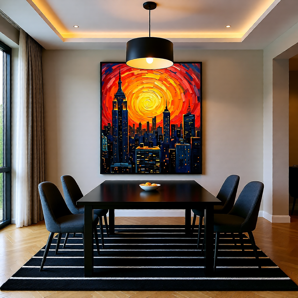 Golden Spiral Sunset Cityscape 