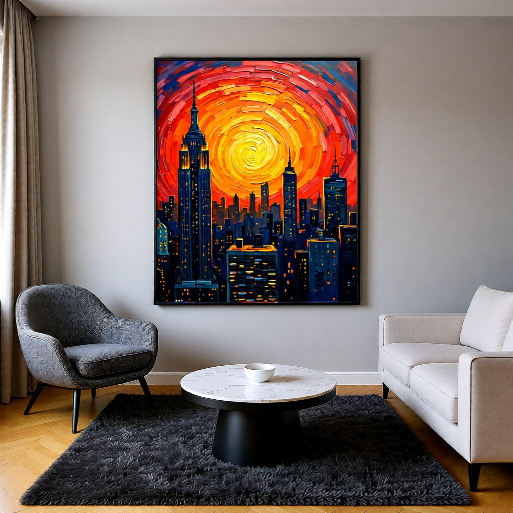 Golden Spiral Sunset Cityscape 