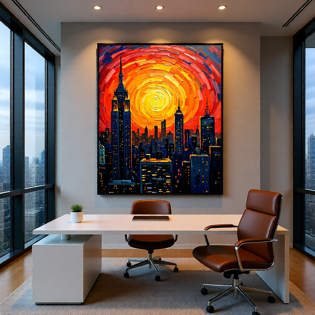 Golden Spiral Sunset Cityscape 