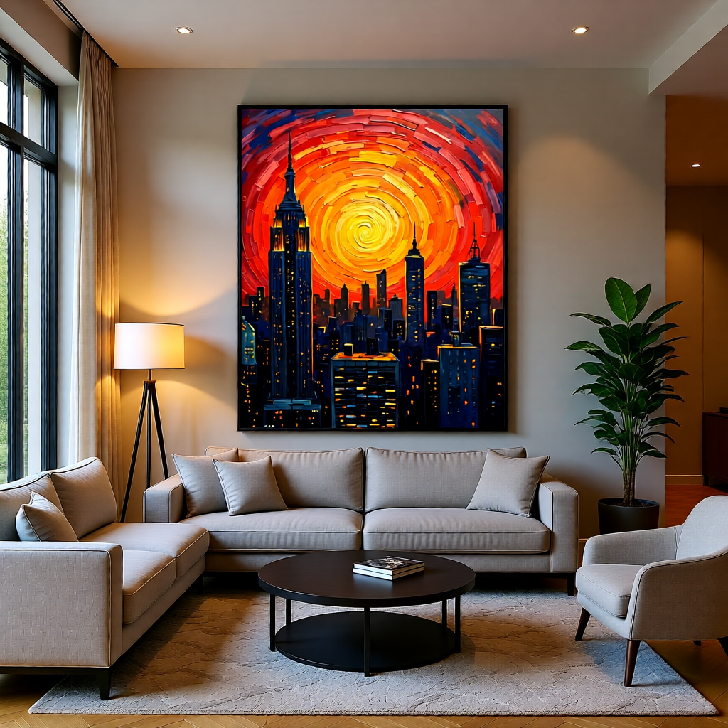 Golden Spiral Sunset Cityscape 