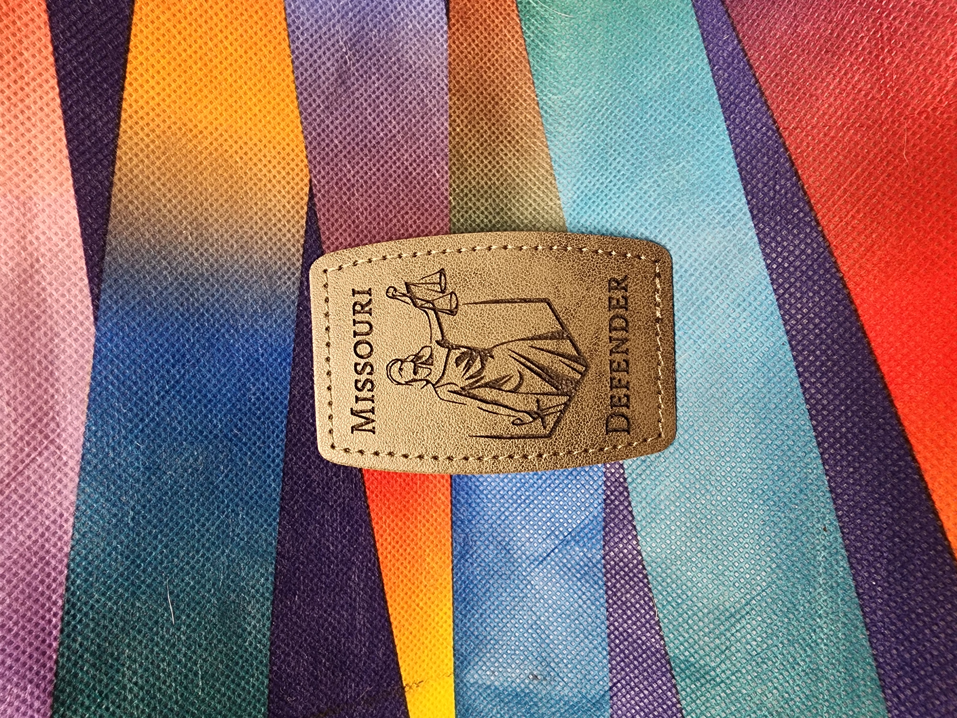 Missouri Defender Leatherette Patch - Grey - 2 inch x 3 inch