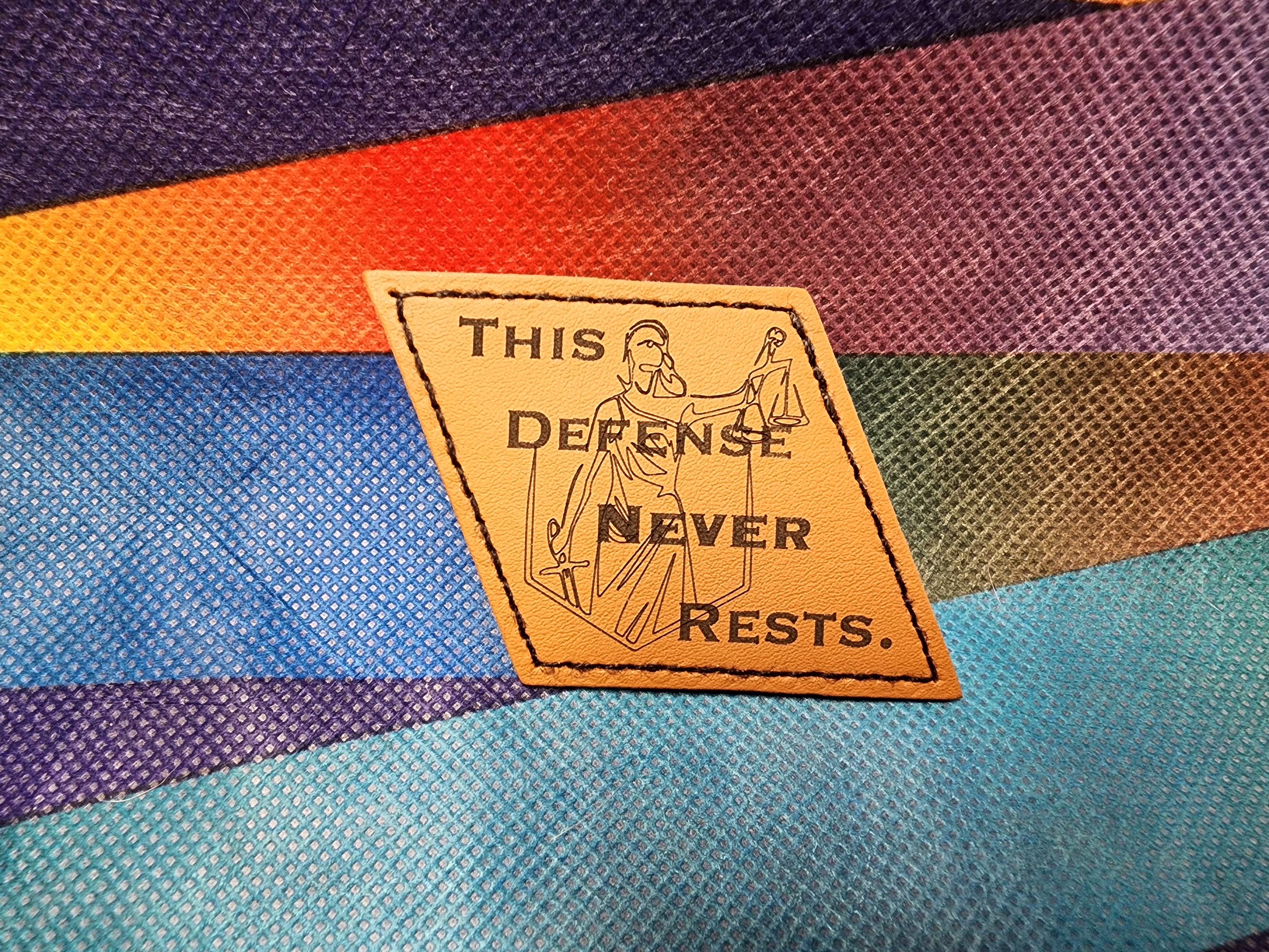 This Defense Never Rests Leatherette Patch - 1.5 inch x 1.5 inch