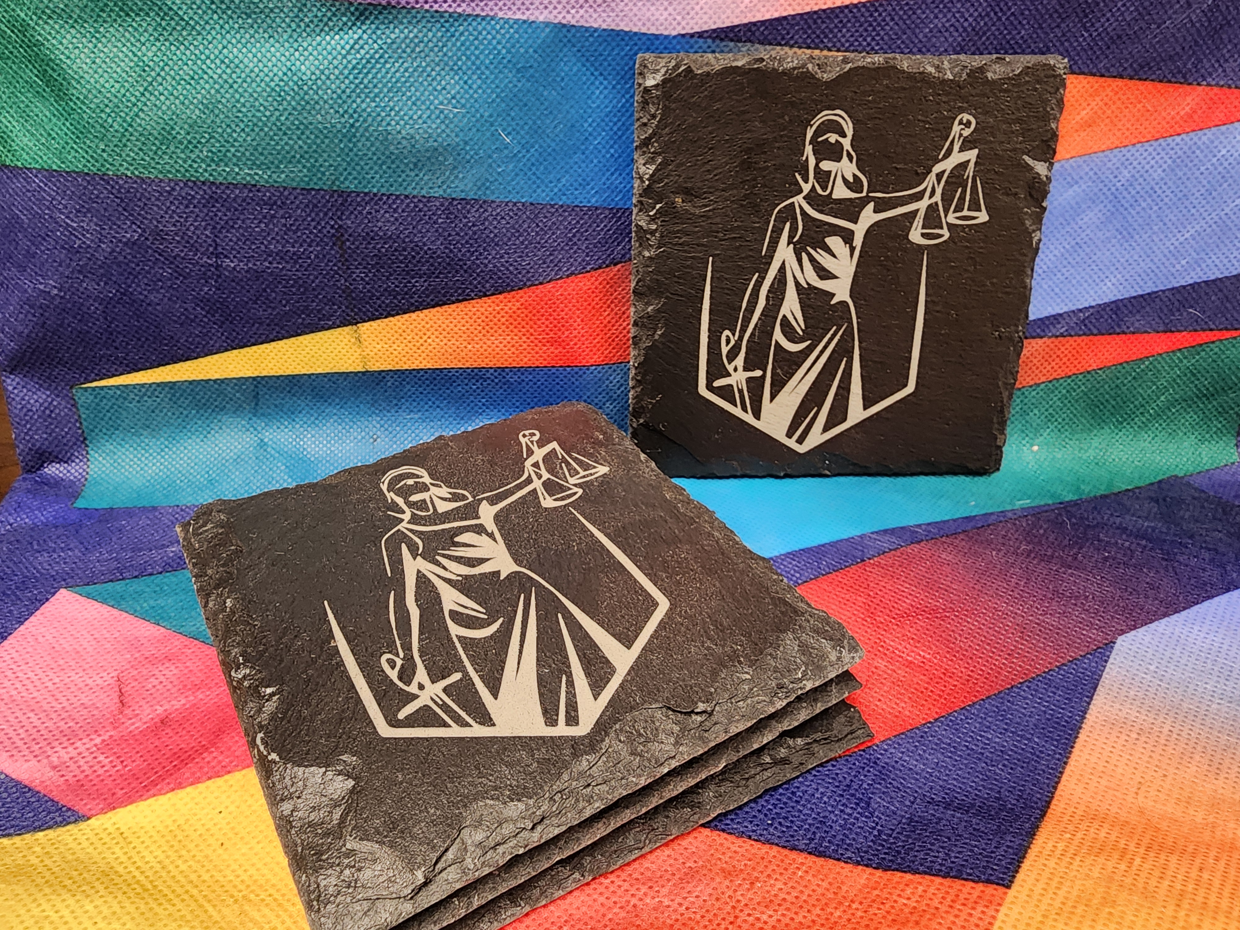 Set of 4 Square Slate Coasters - DEFENDER