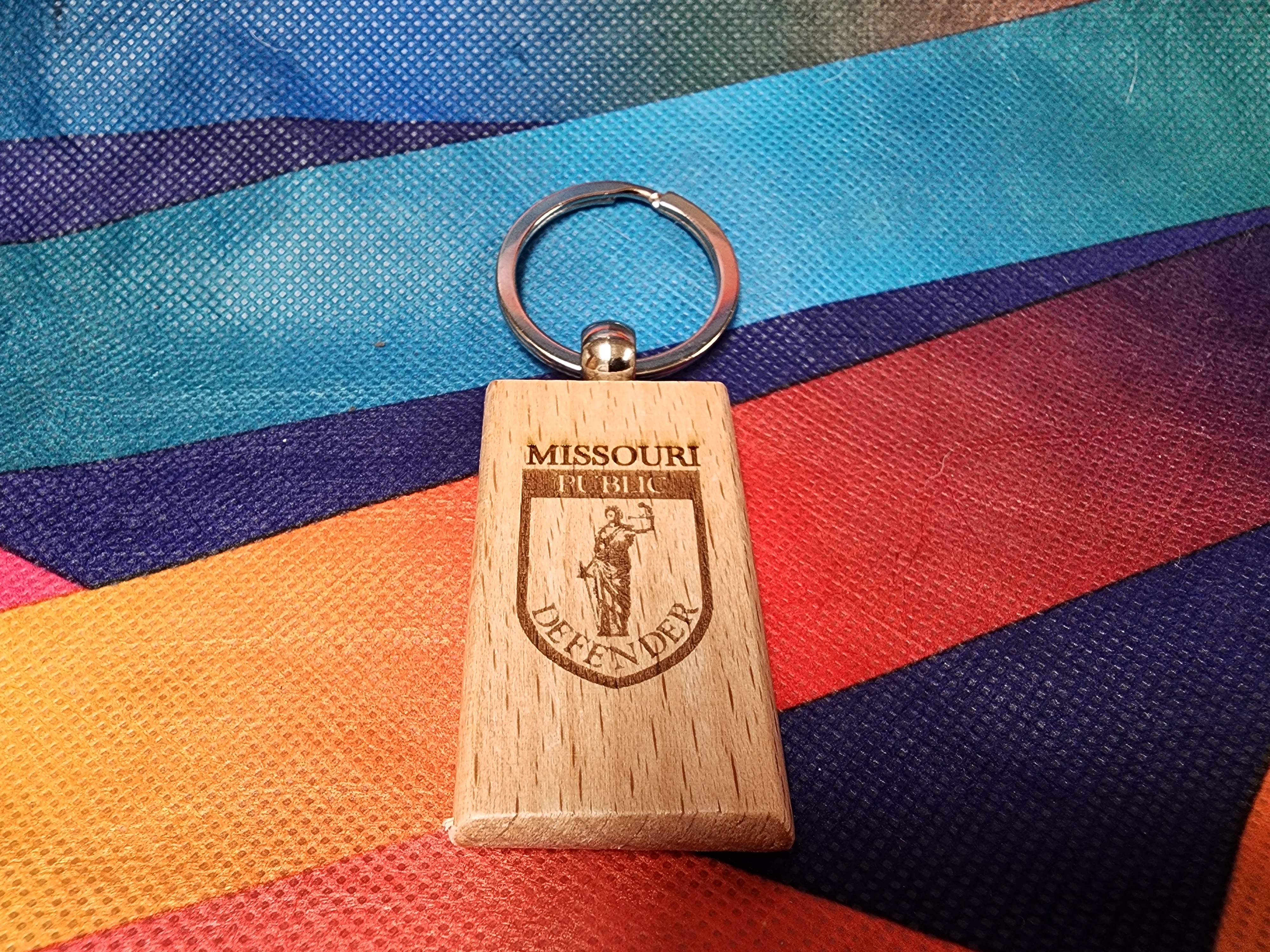 Click to Customize! Engraved Beech Wood Keychain, Public Defender Crest - DEFENDER Series