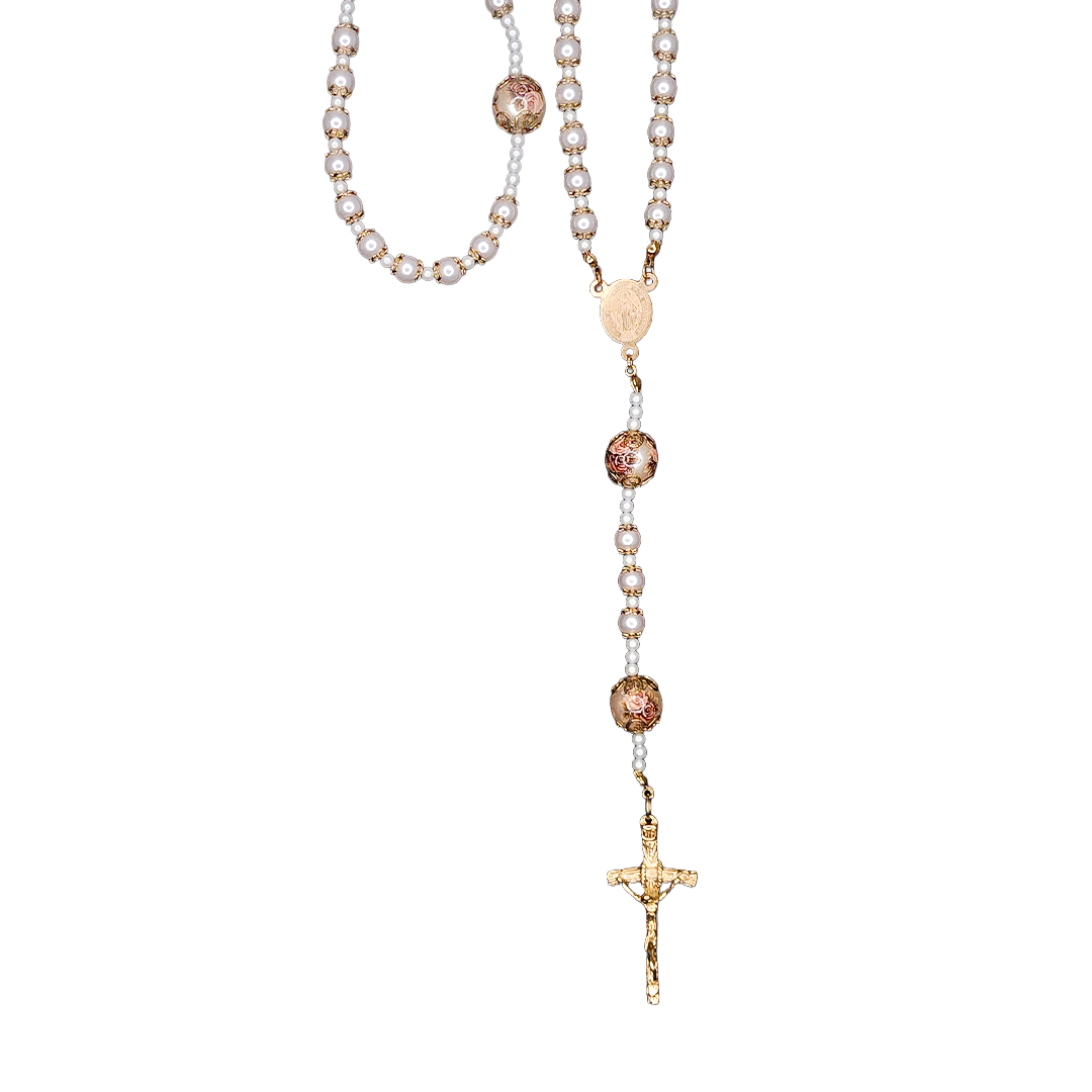Rosario Swarovski 65 Gold Pearl 6 Tsha