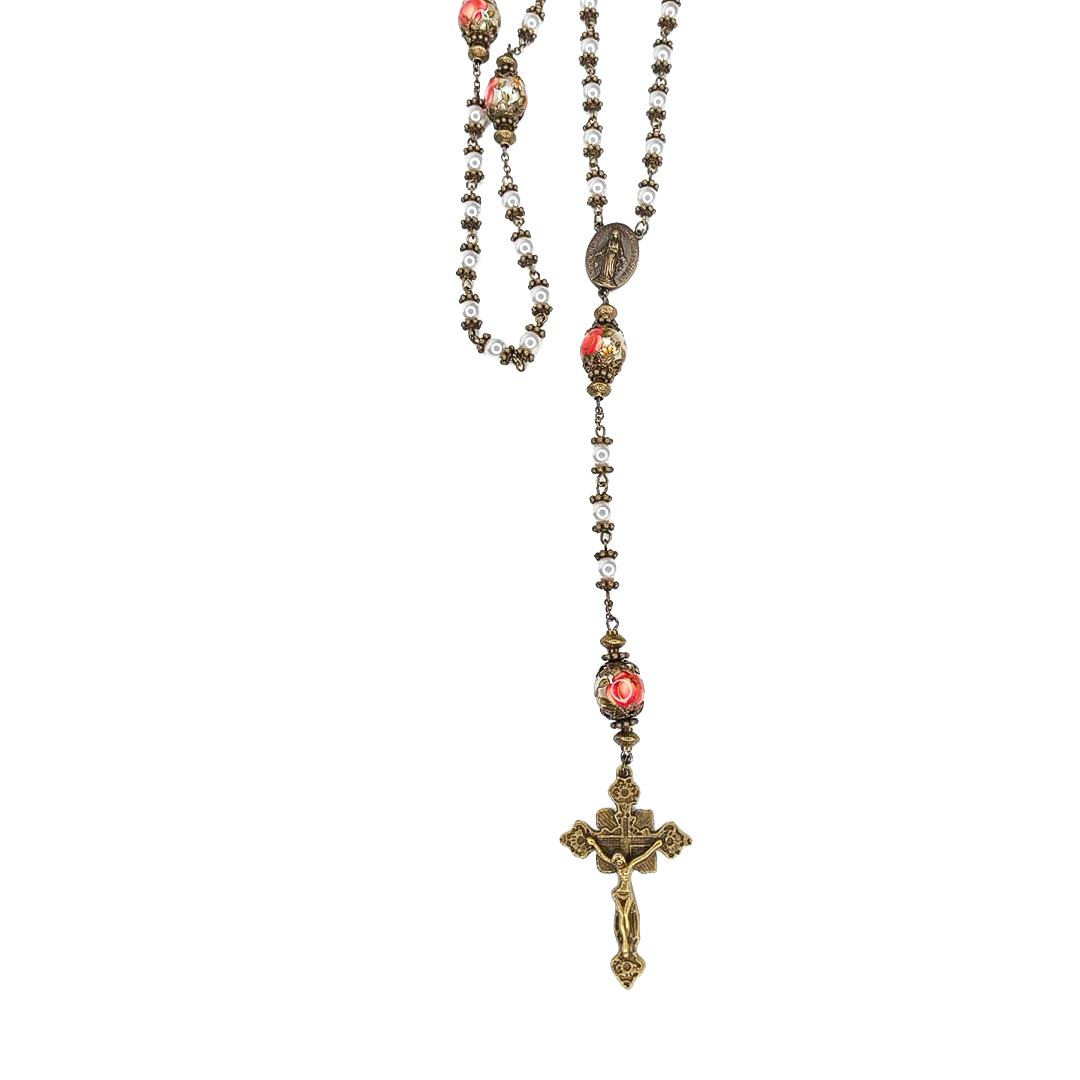 Rosario Swarovski Pearl 6 Tsha Bronze