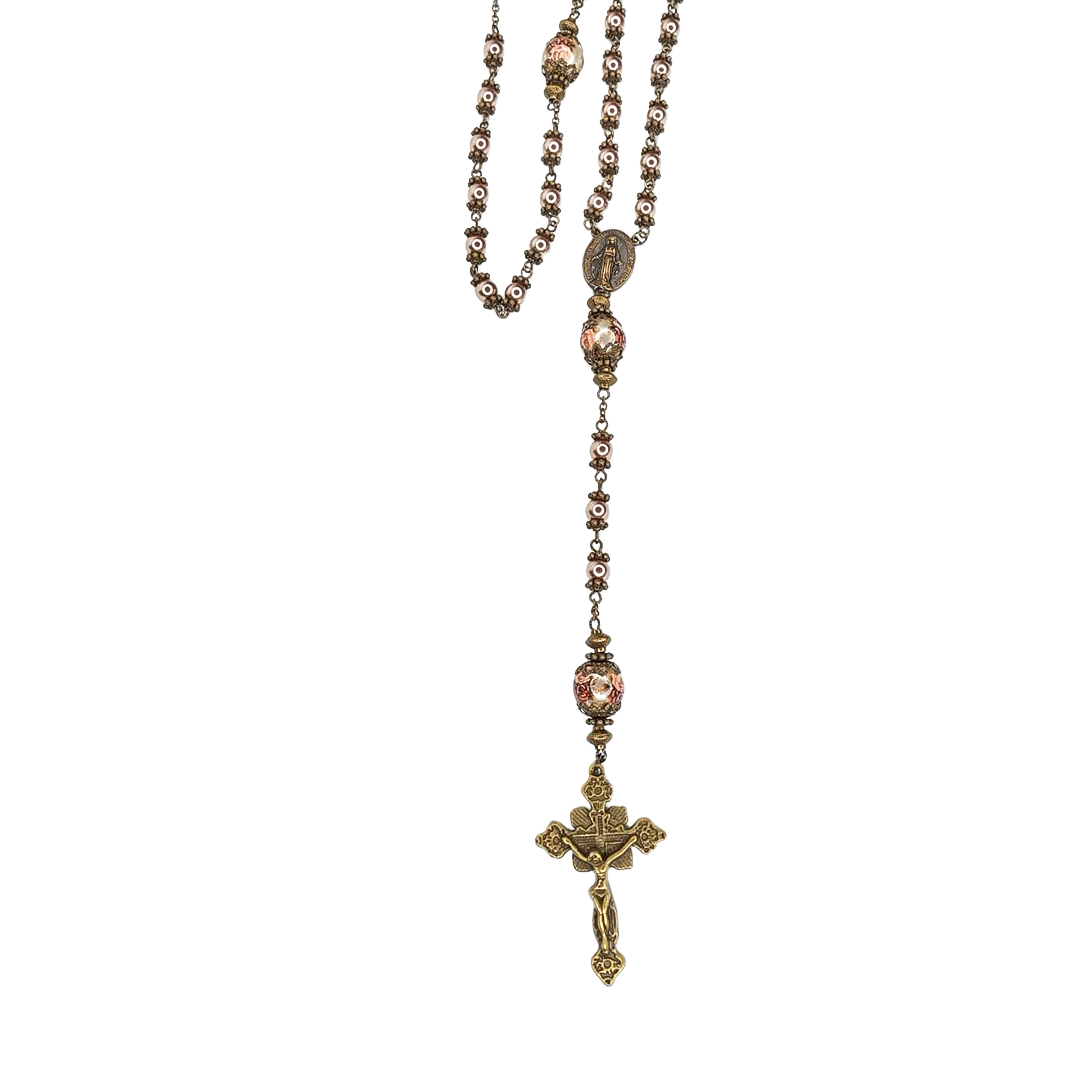 Rosario Swarovski Pearl 6 Tsha Bronze