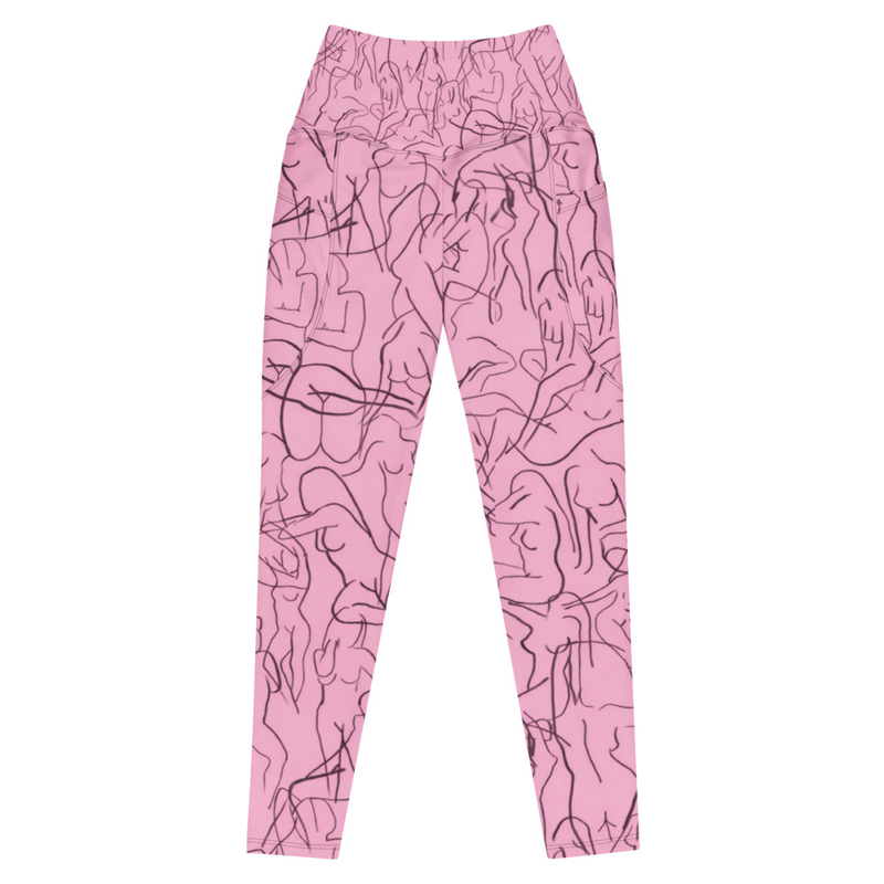 Abstract Pink High-Waist Leggings