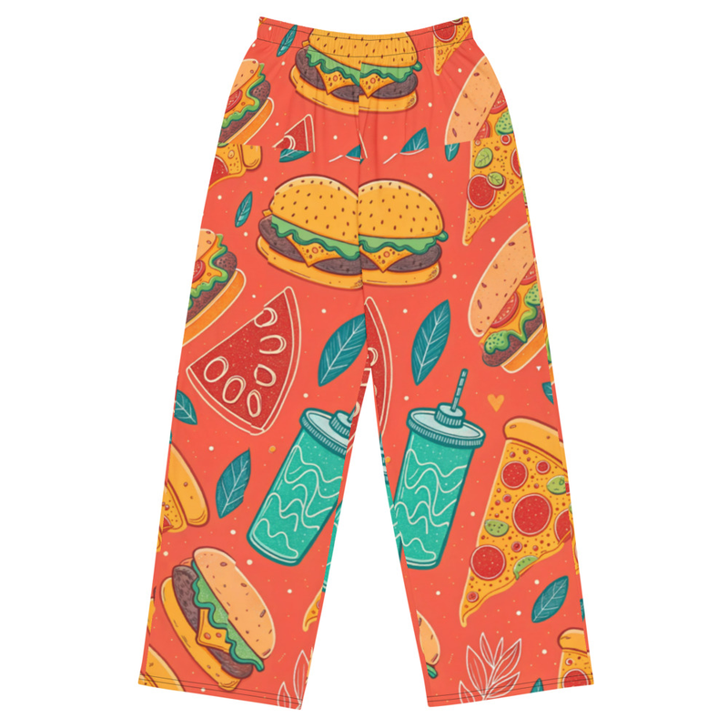 All-over print unisex wide-leg pants Fruity Meaty Cheesy