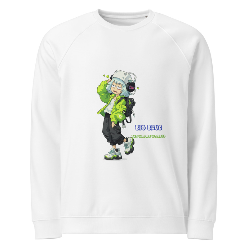 Unisex organic raglan sweatshirt Big Blue