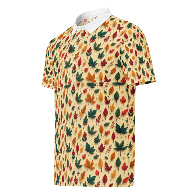 Autumn Leaves Print Polo Shirt