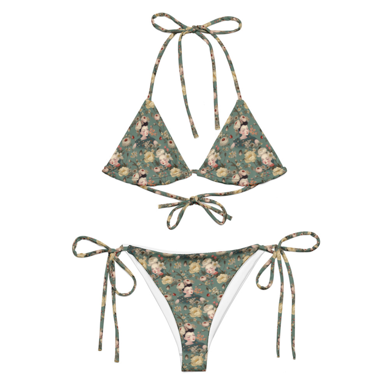All-over print recycled string bikini Bohemian Vintage Style 