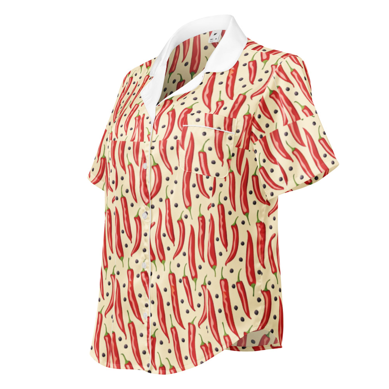 All-over print women’s short sleeve pajama top