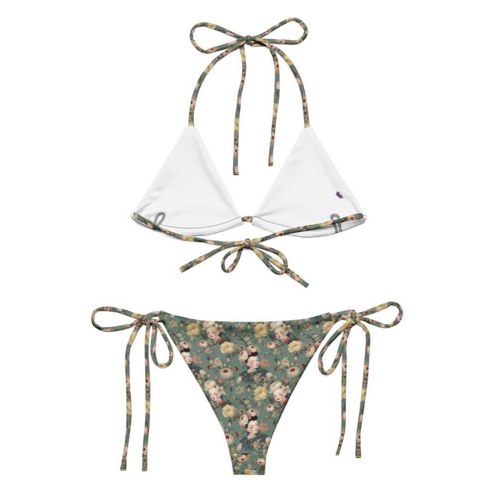 All-over print recycled string bikini Bohemian Vintage Style 