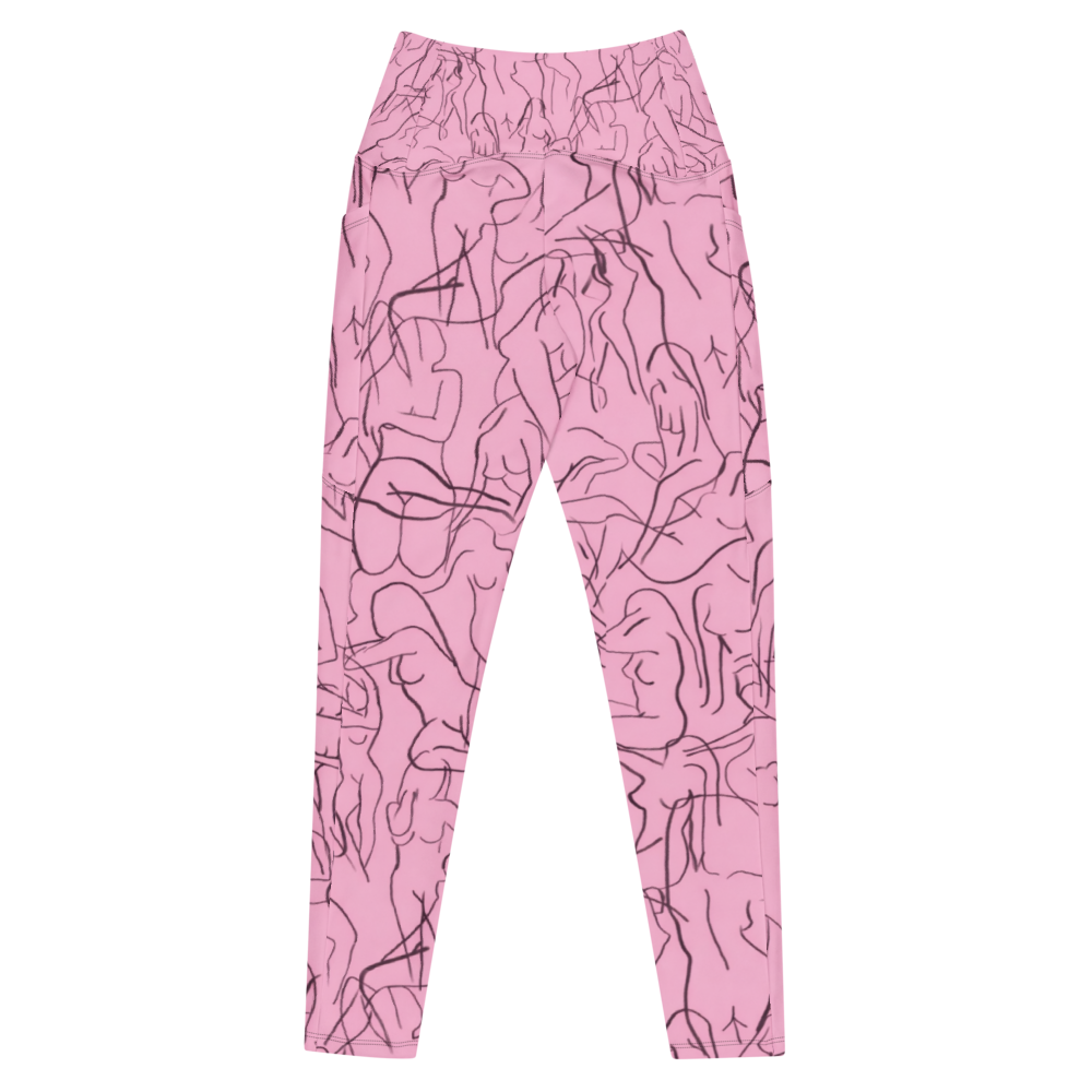 Abstract Pink High-Waist Leggings