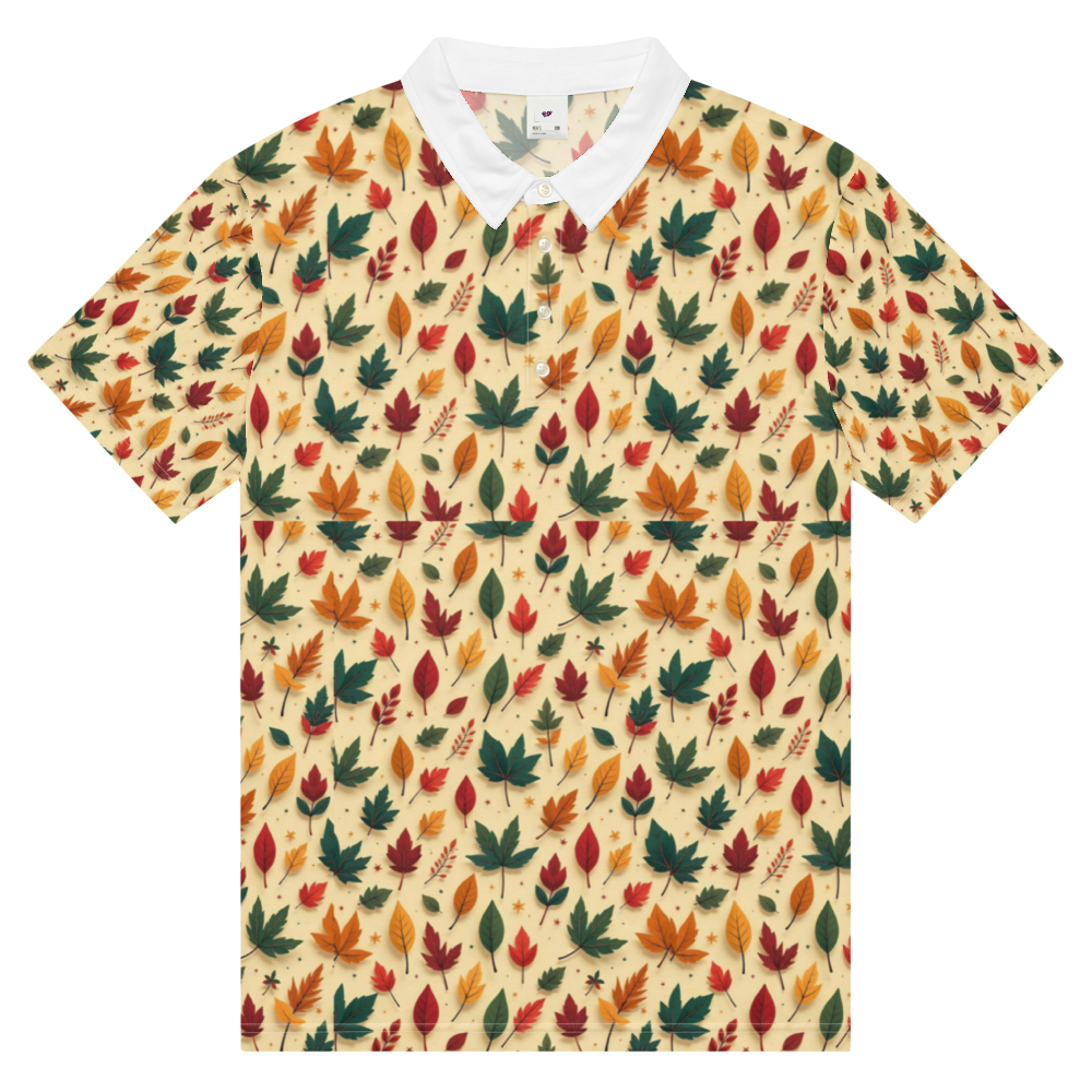 Autumn Leaves Print Polo Shirt