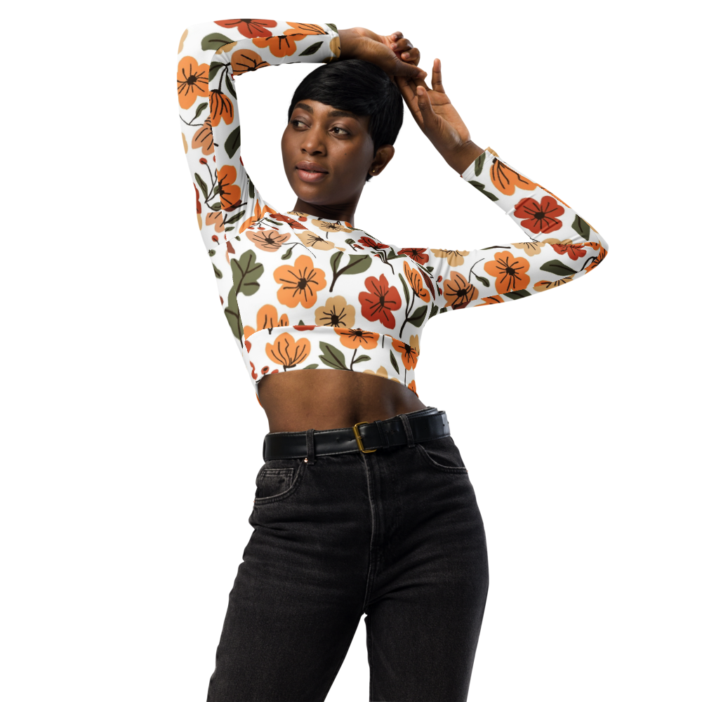Recycled long-sleeve crop top