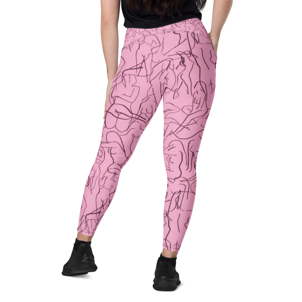 Abstract Pink High-Waist Leggings