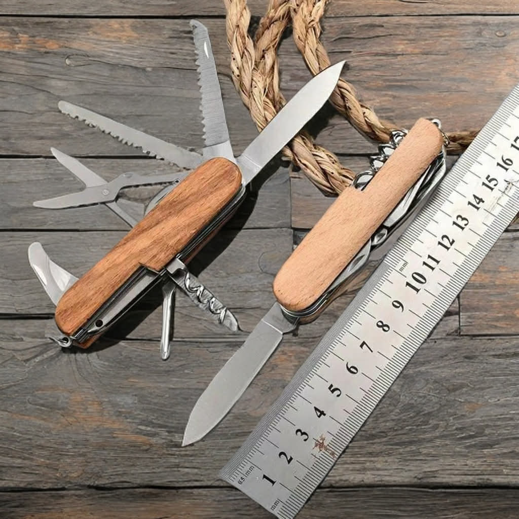 12 in 1 Multipurpose wooden folding pocket knife (Swiss Knife)