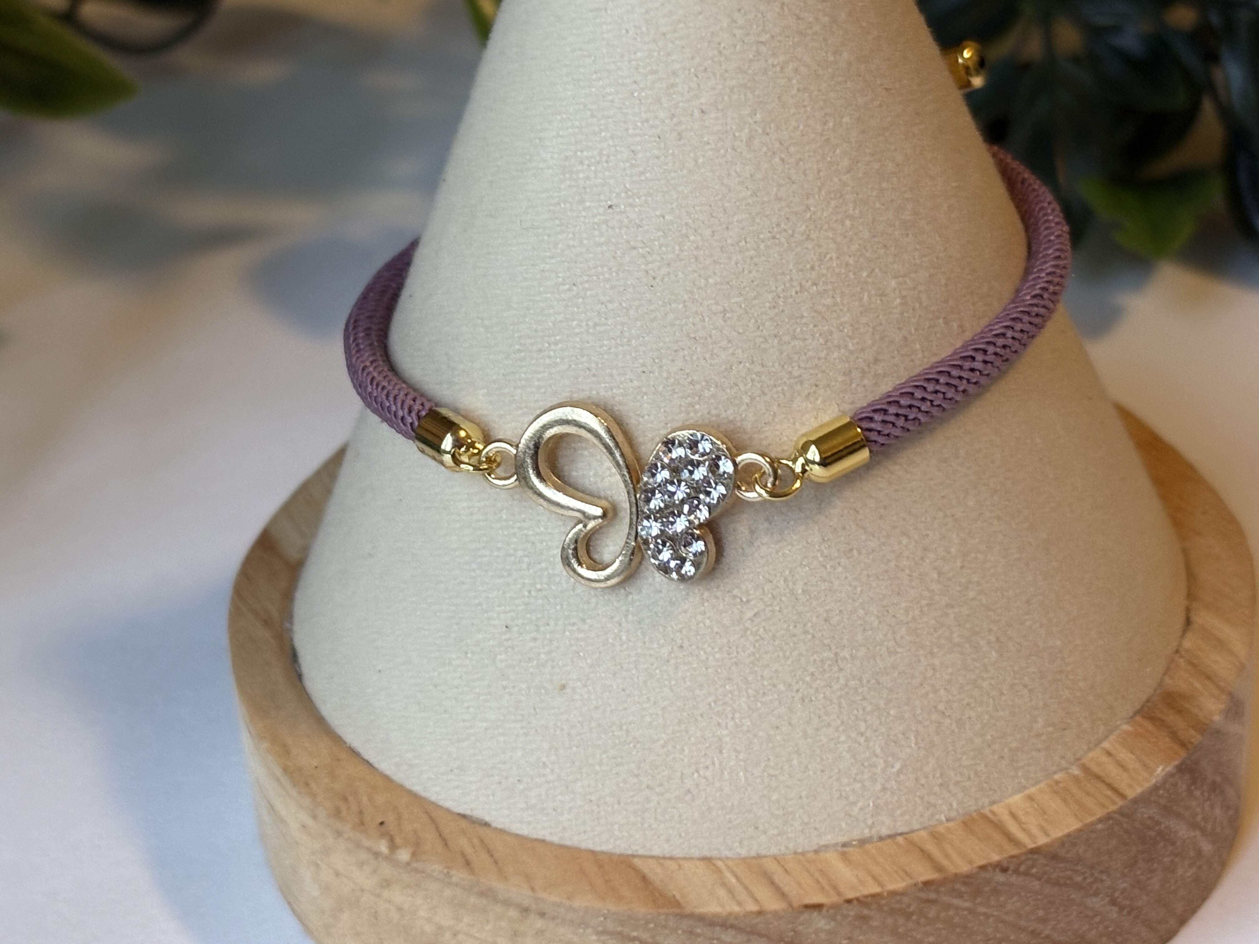 Purple and Gold Butterfly Sparkle Bracelet