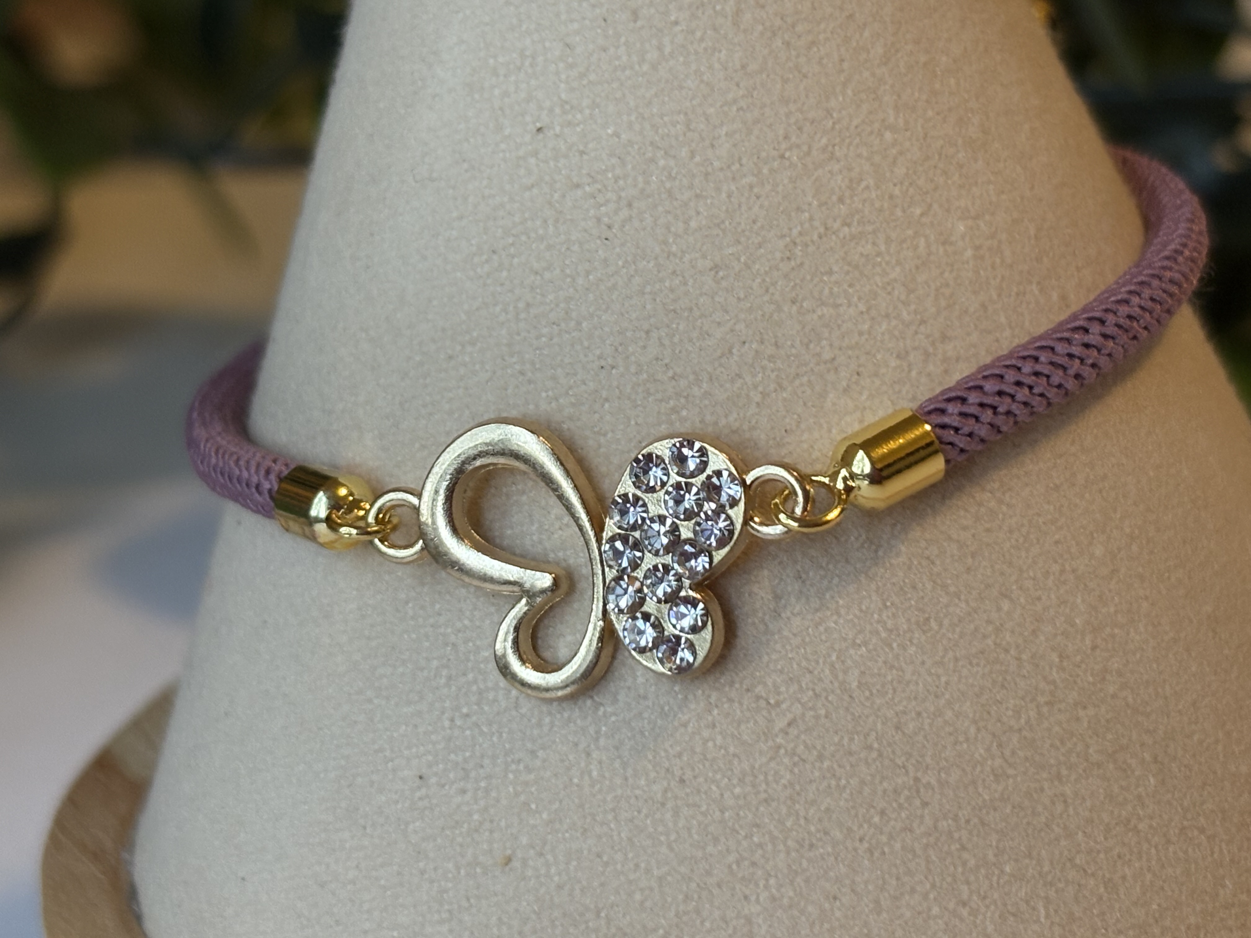Purple and Gold Butterfly Sparkle Bracelet