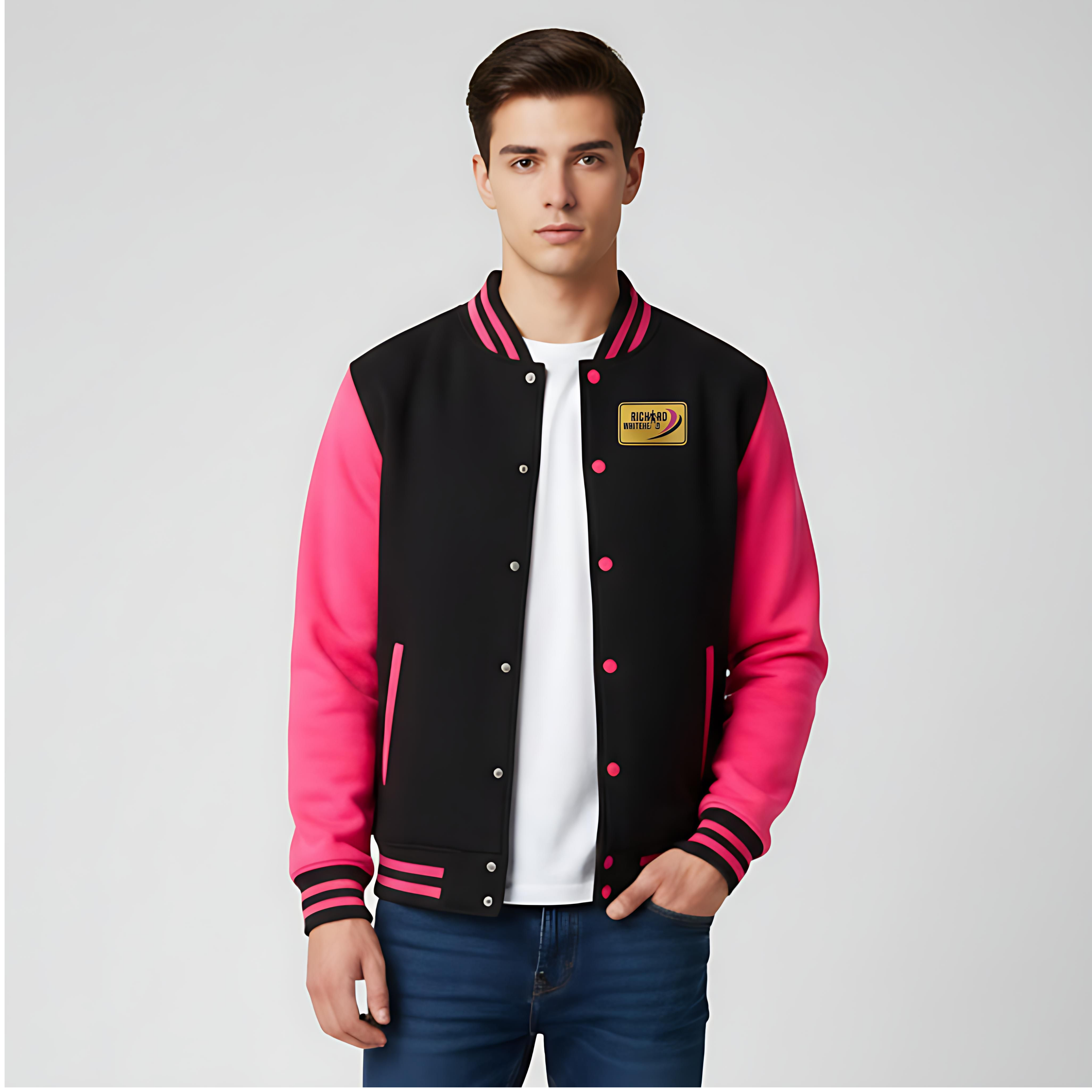 Richard Whitehead Black/Hot Pink Varsity Jacket