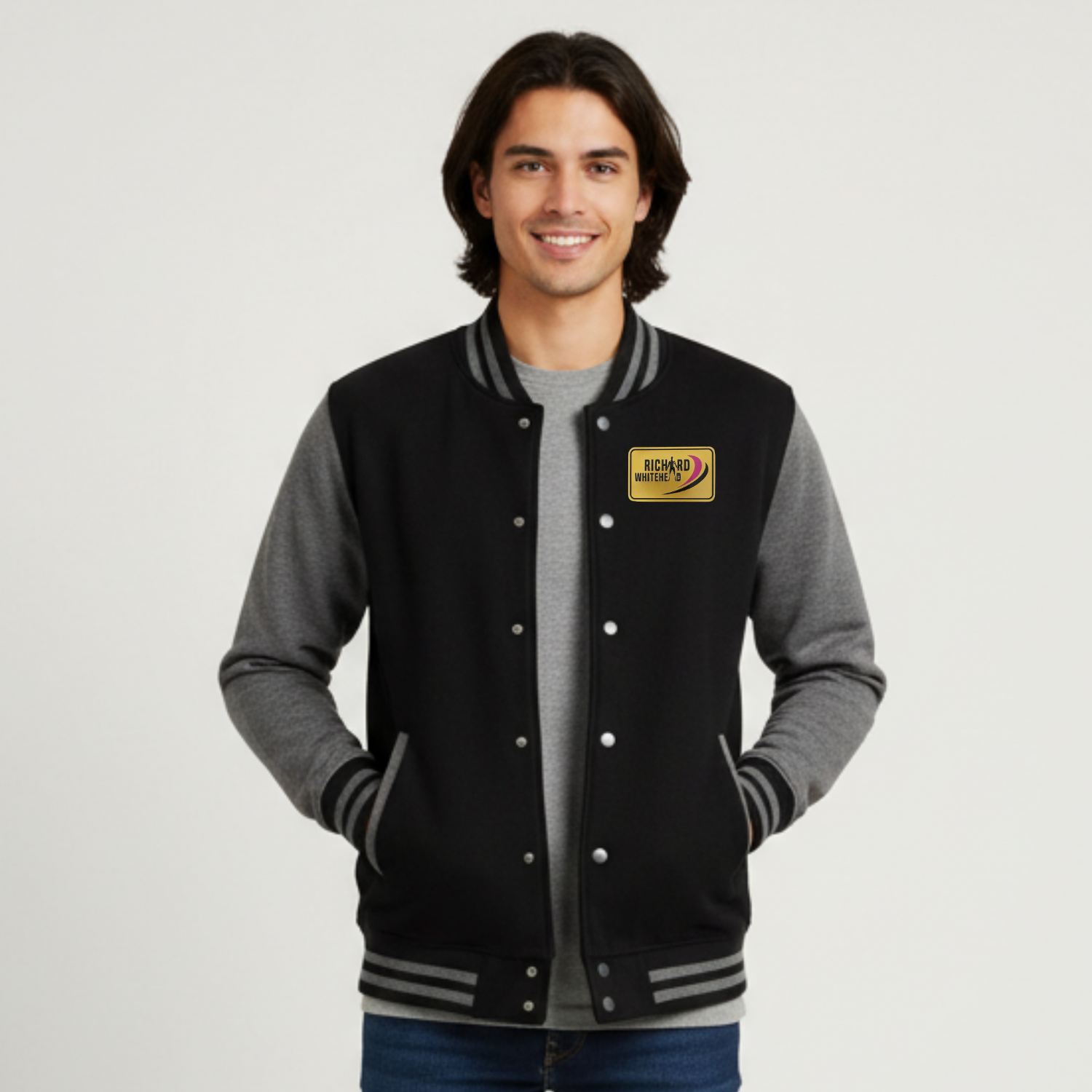 Richard Whitehead Black/Charcoal Varsity Jacket
