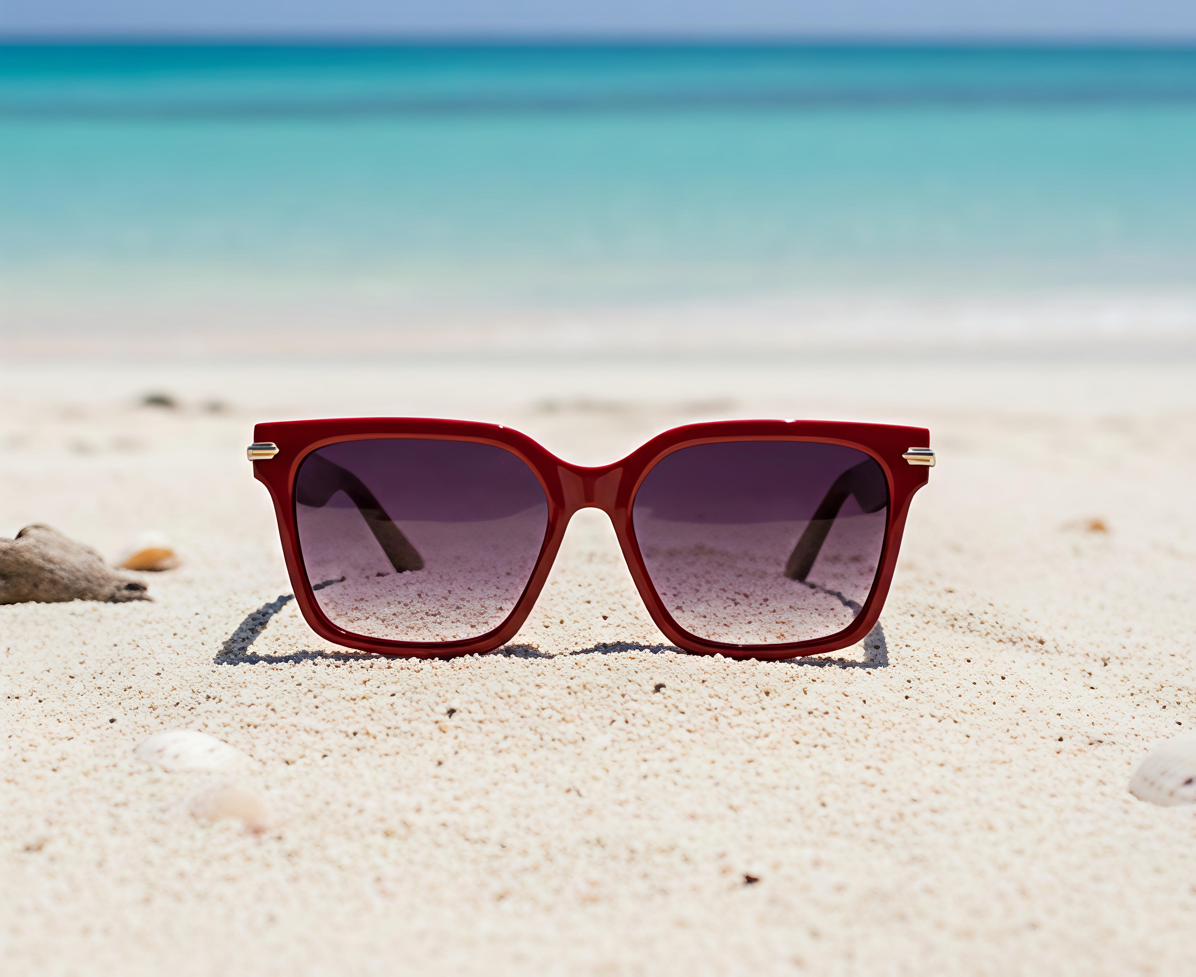 Red Men Sunglasses with Tinted Purple Lenses