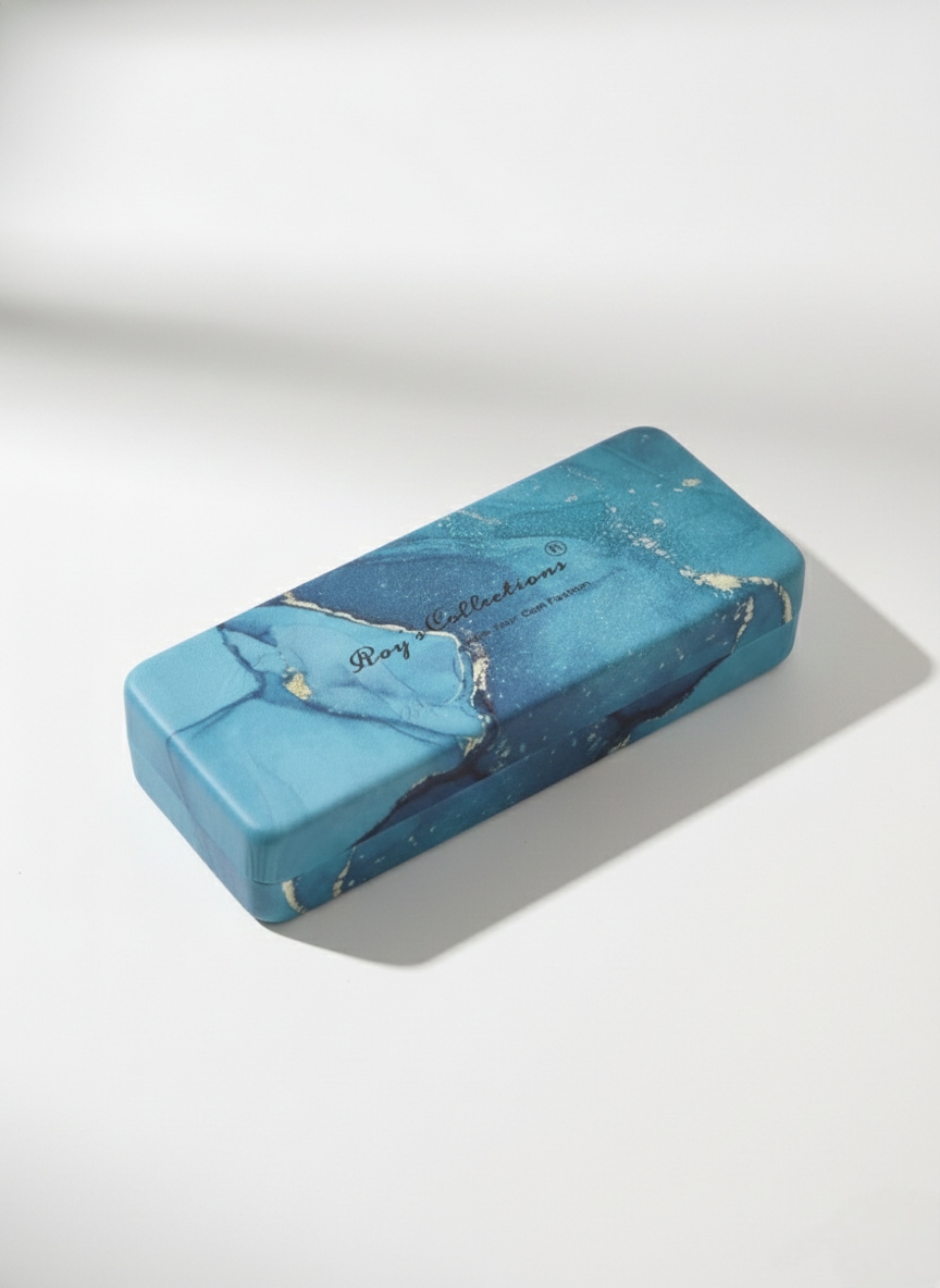 Marble Pattern Eyeglass Case Blue