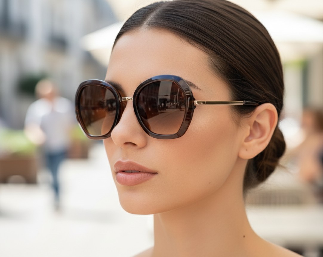 Semi-Round Brown Sunglasses