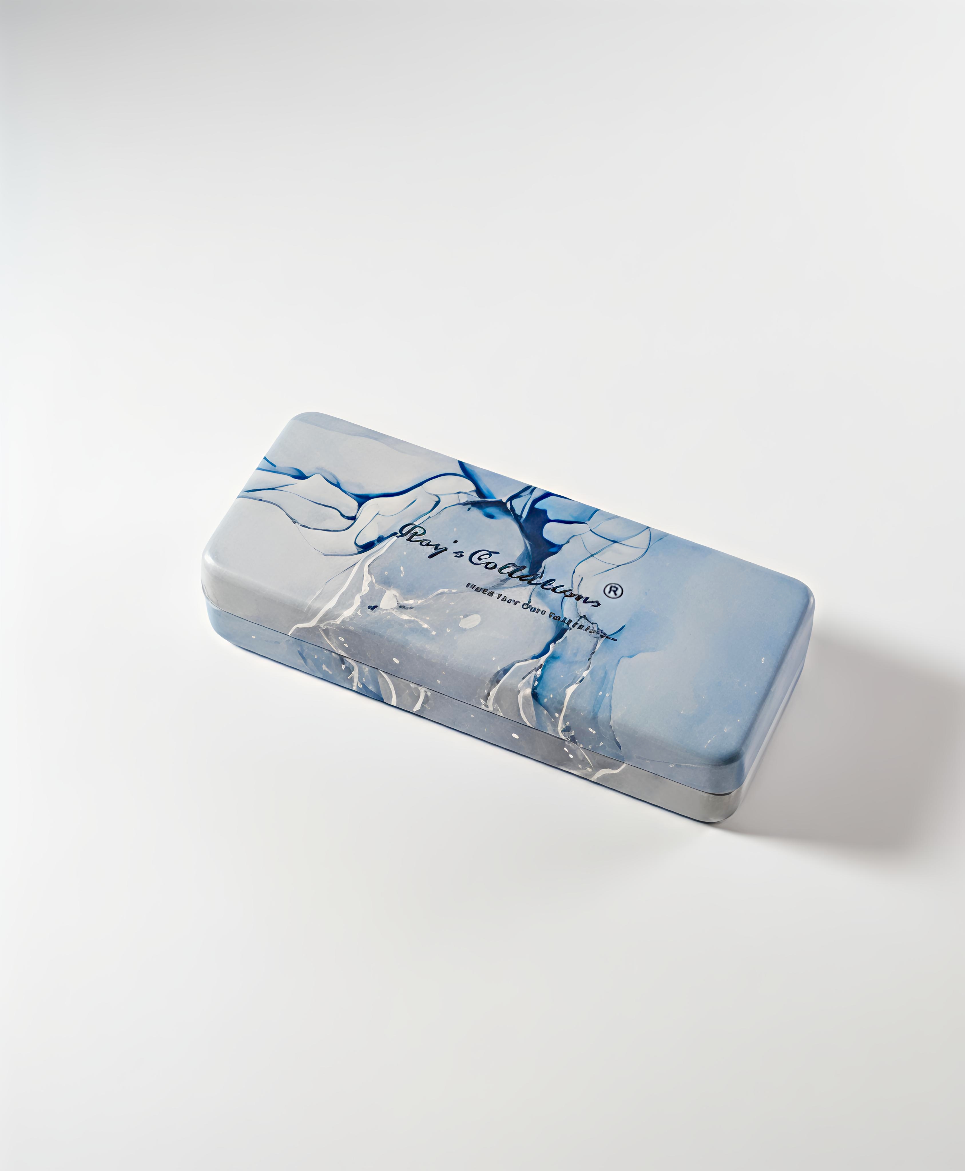 Marble Pattern Eyeglass Case Skyblue