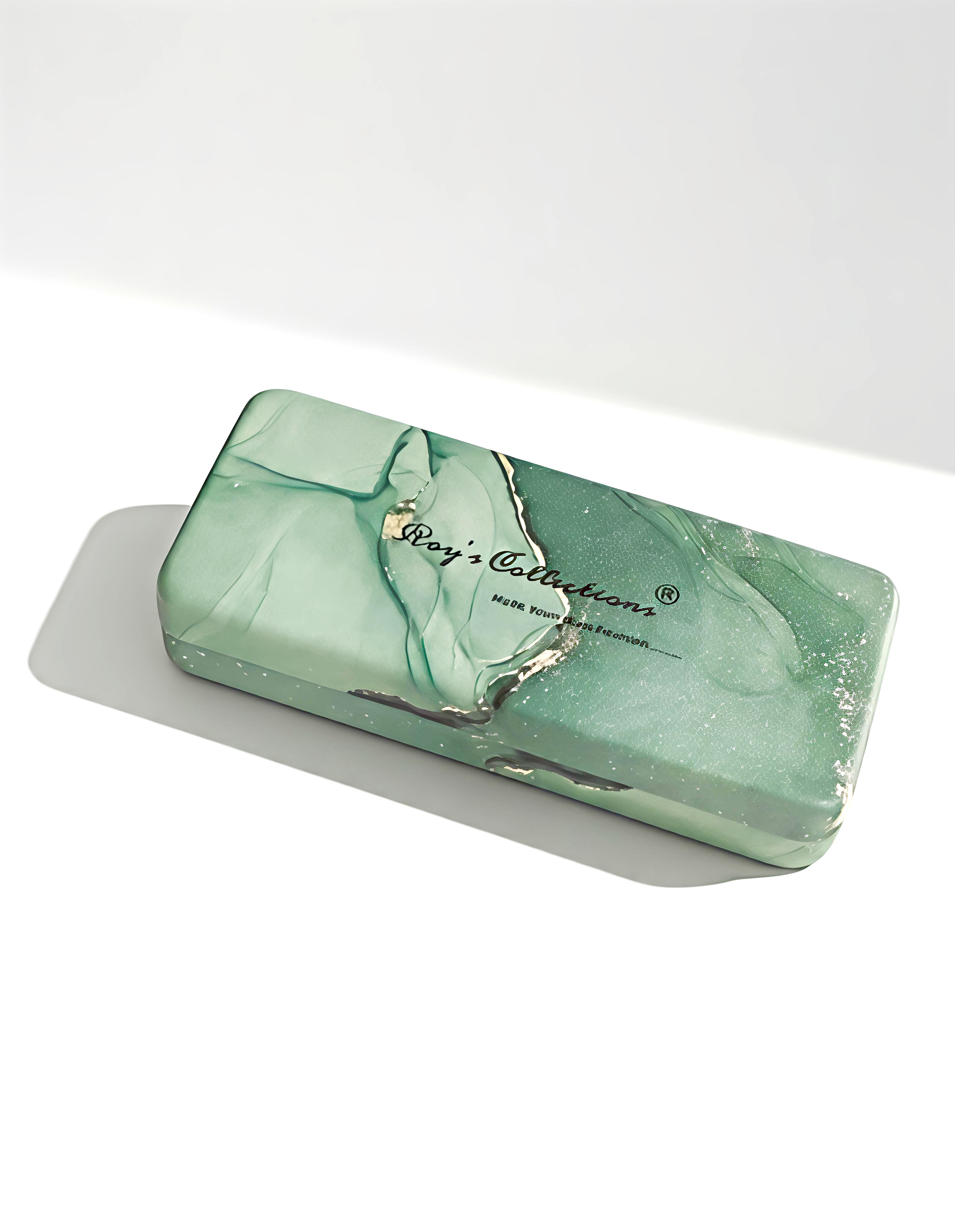 Marble Pattern Eyeglass Case Green
