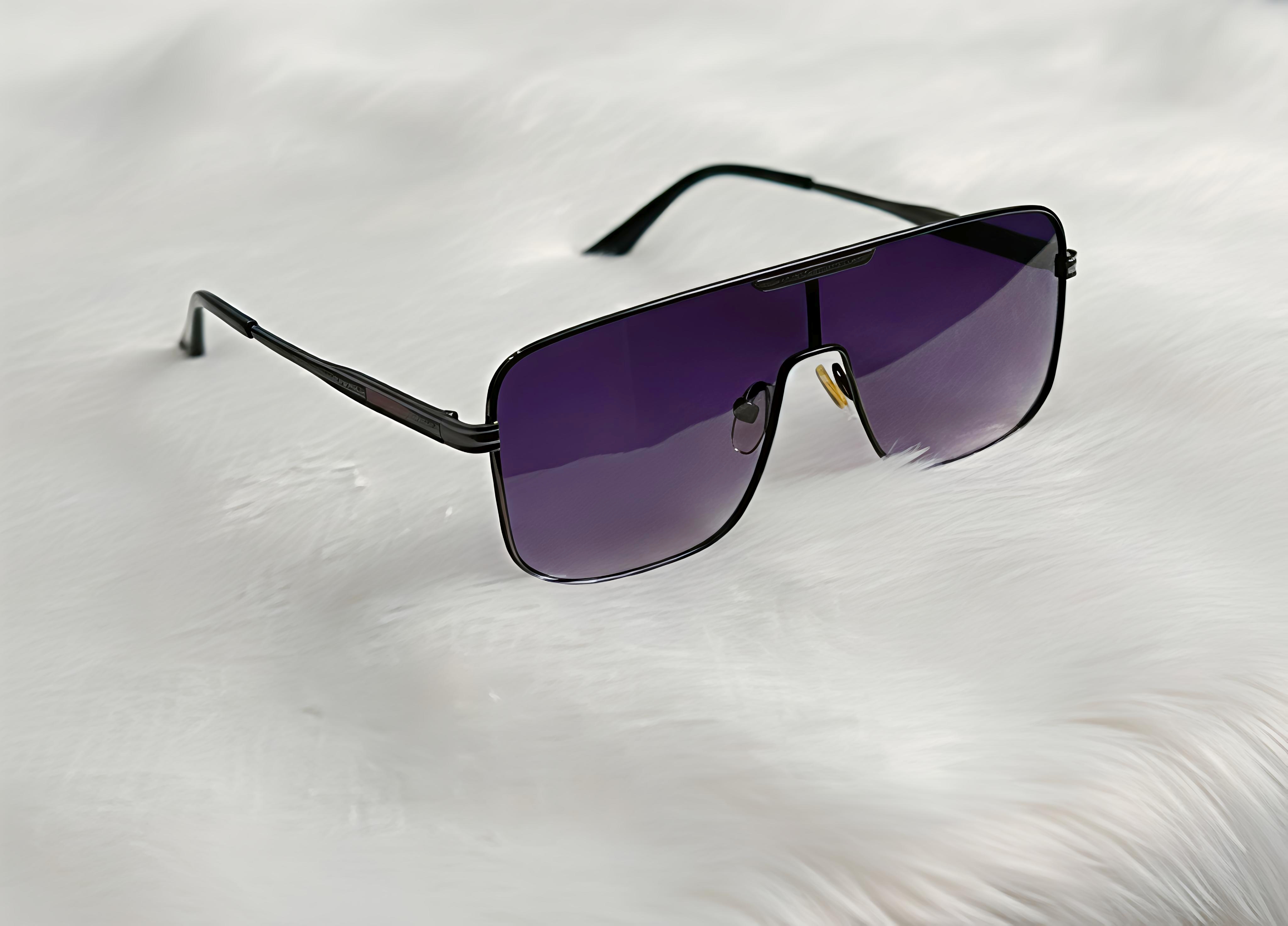 Classic Flat Top Shield Metal Sunglasses