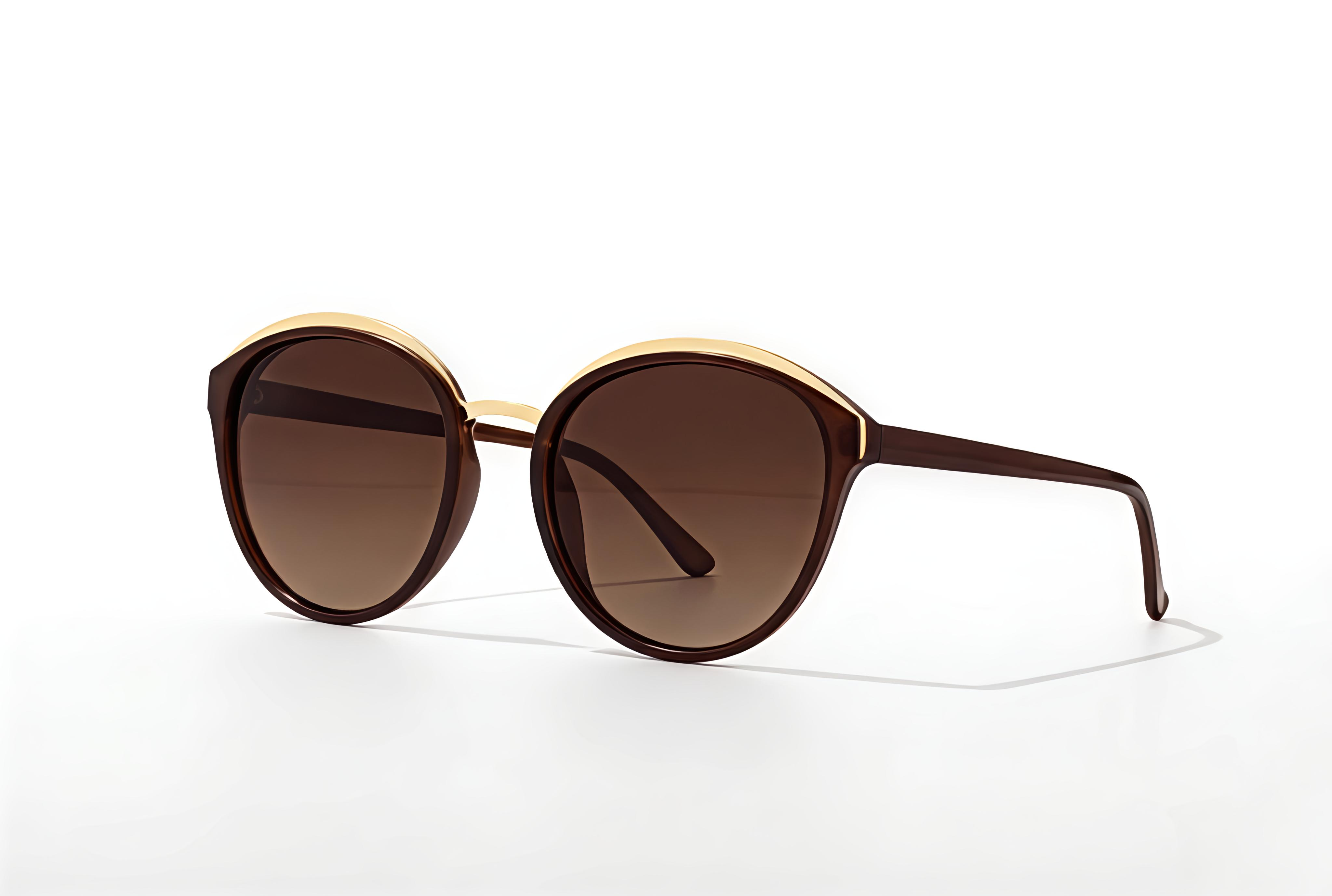 Arched Brow-Line Round Sunglasses