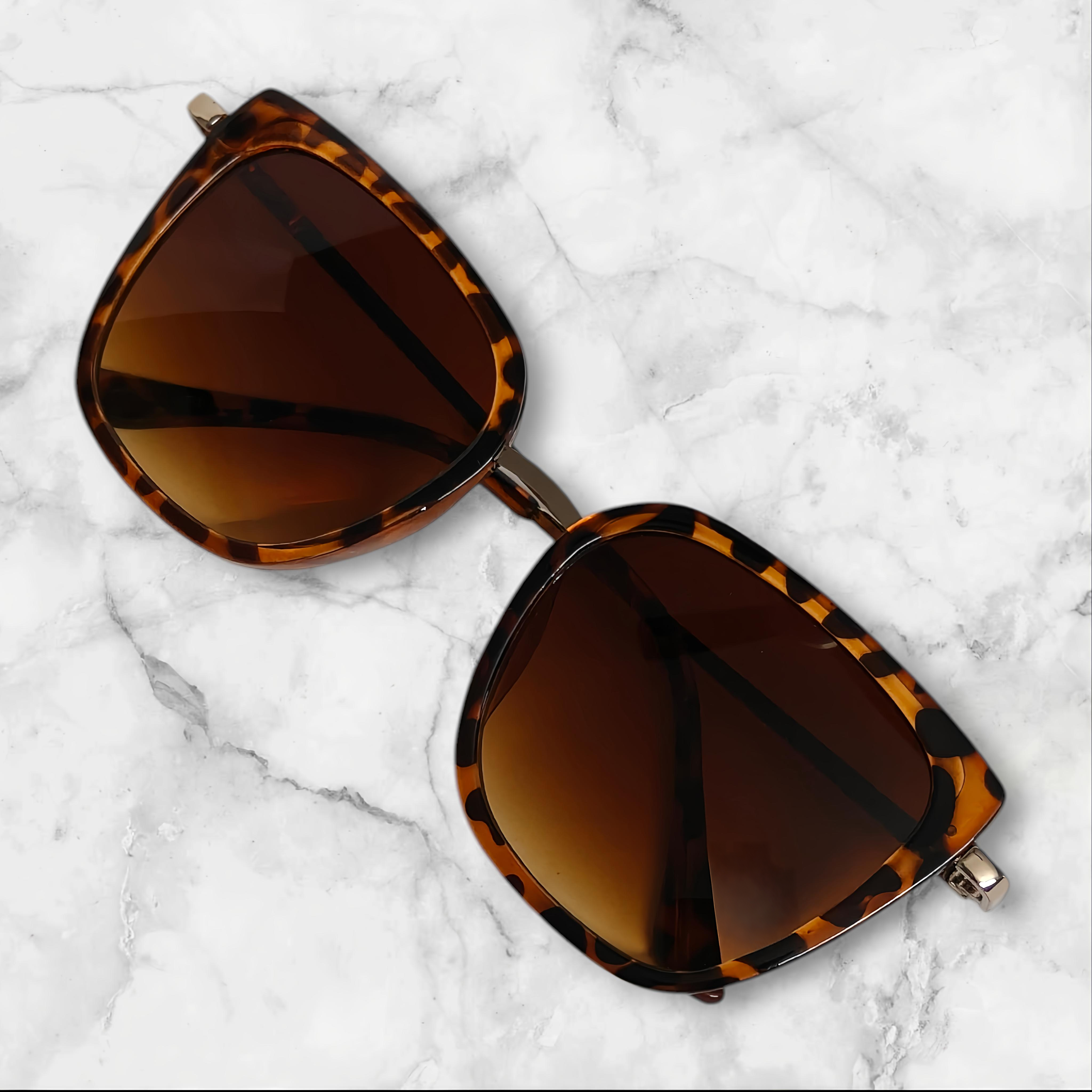Square Cat-Eye Animal Print Sunglasses