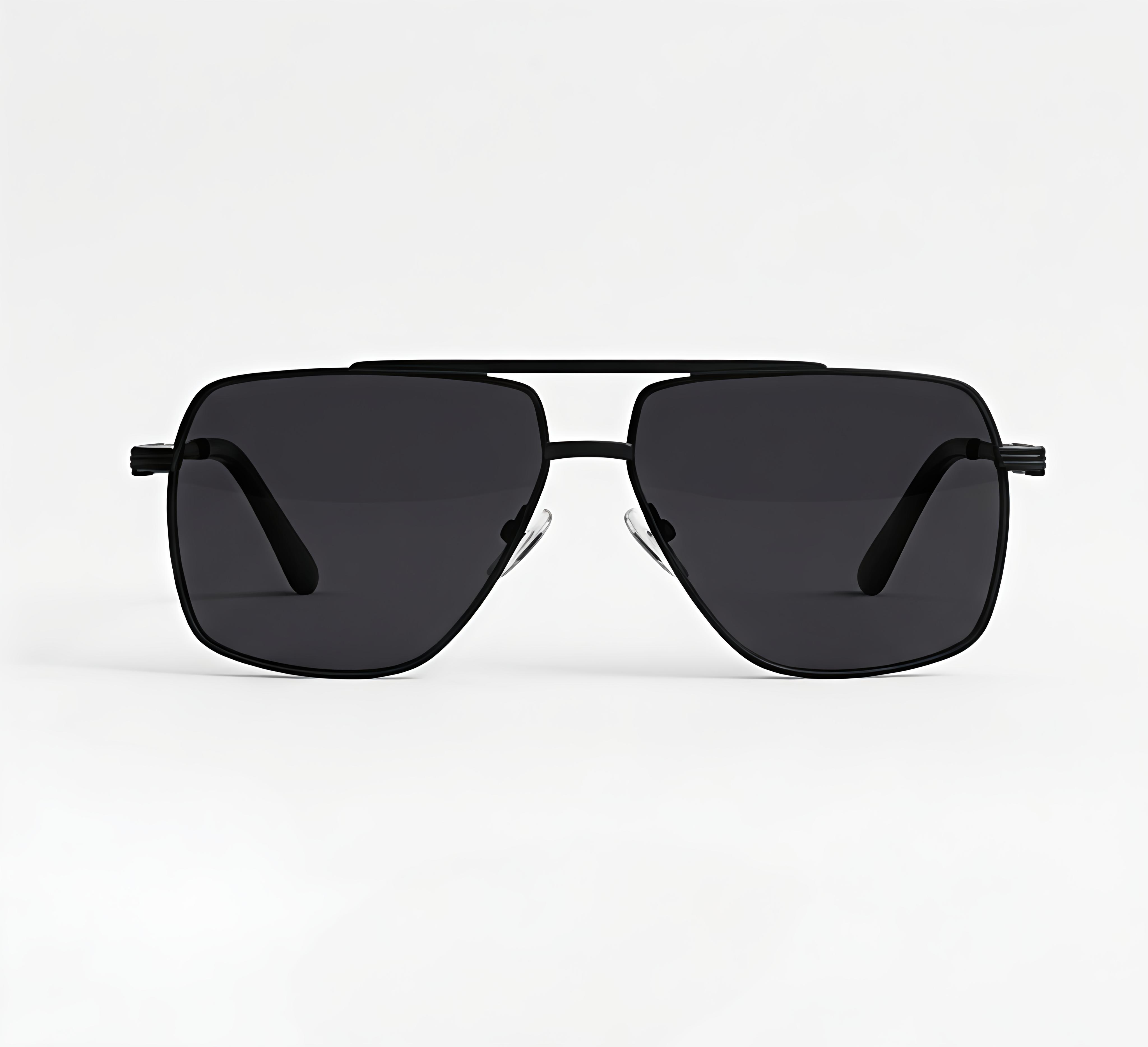 Matte Black Square Navigator Sunglasses
