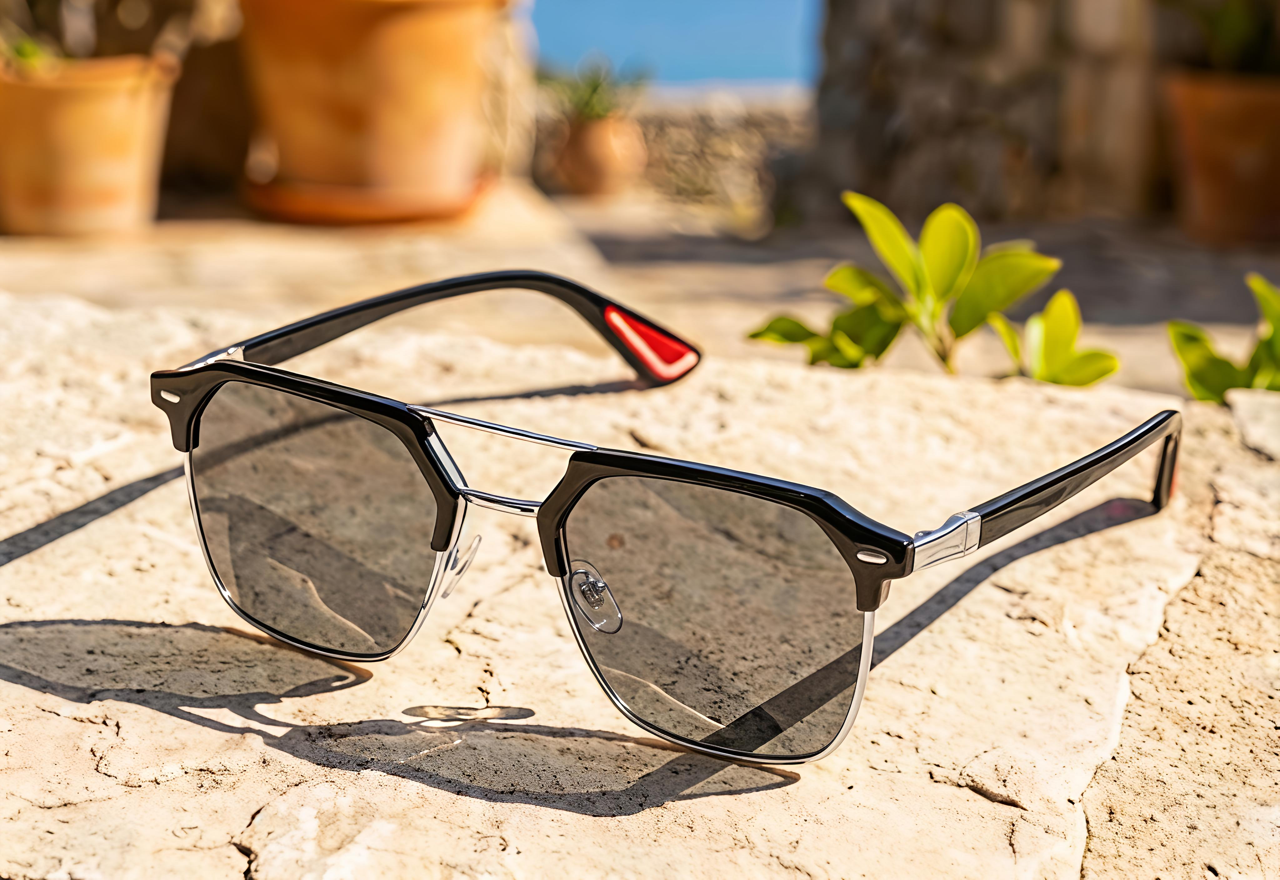 Apex Photochromic Clubmaster Eyeglasses (Silver)